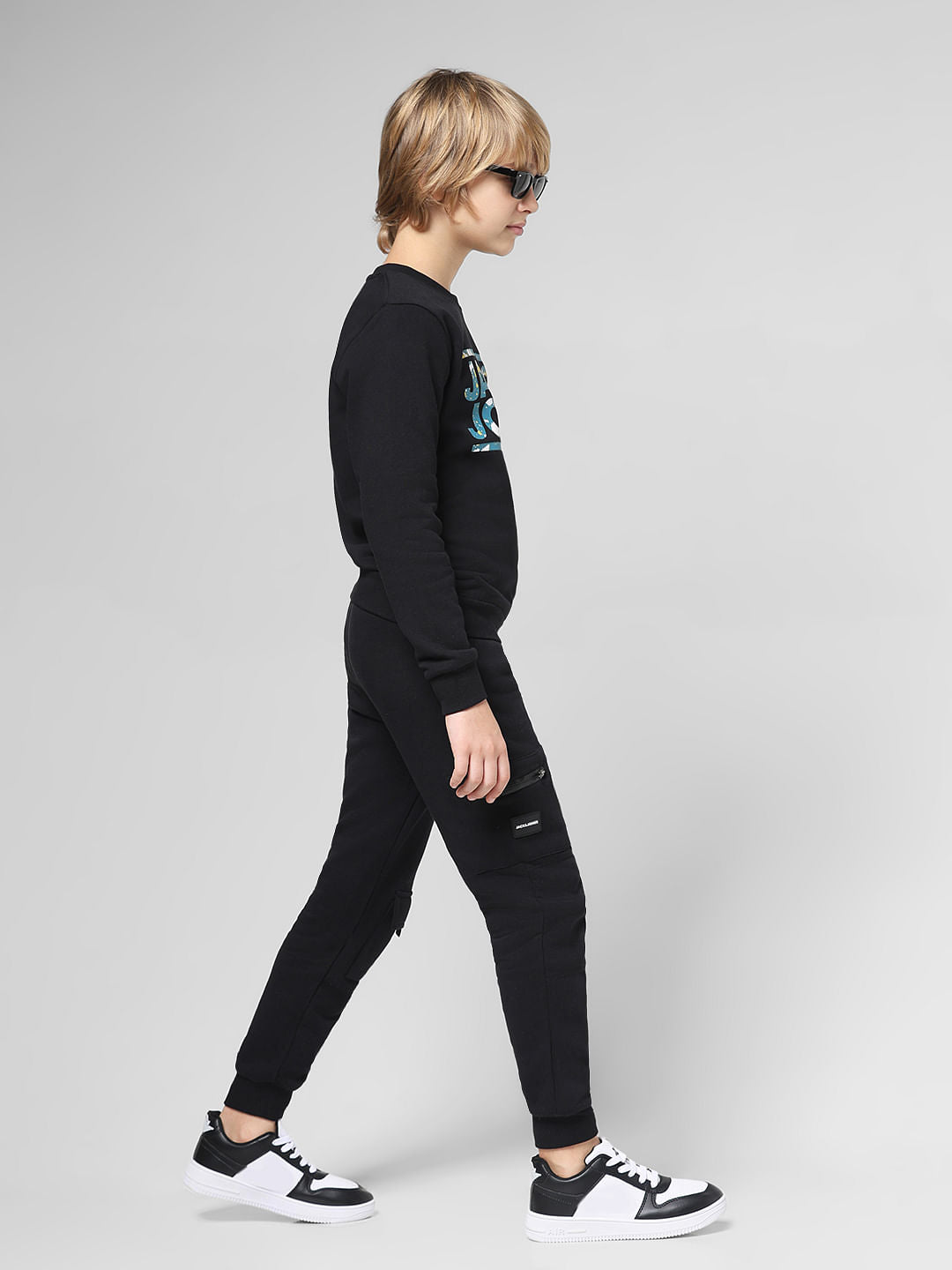 JUNIOR BOYS Black Utility Co-ord Set Sweatpants