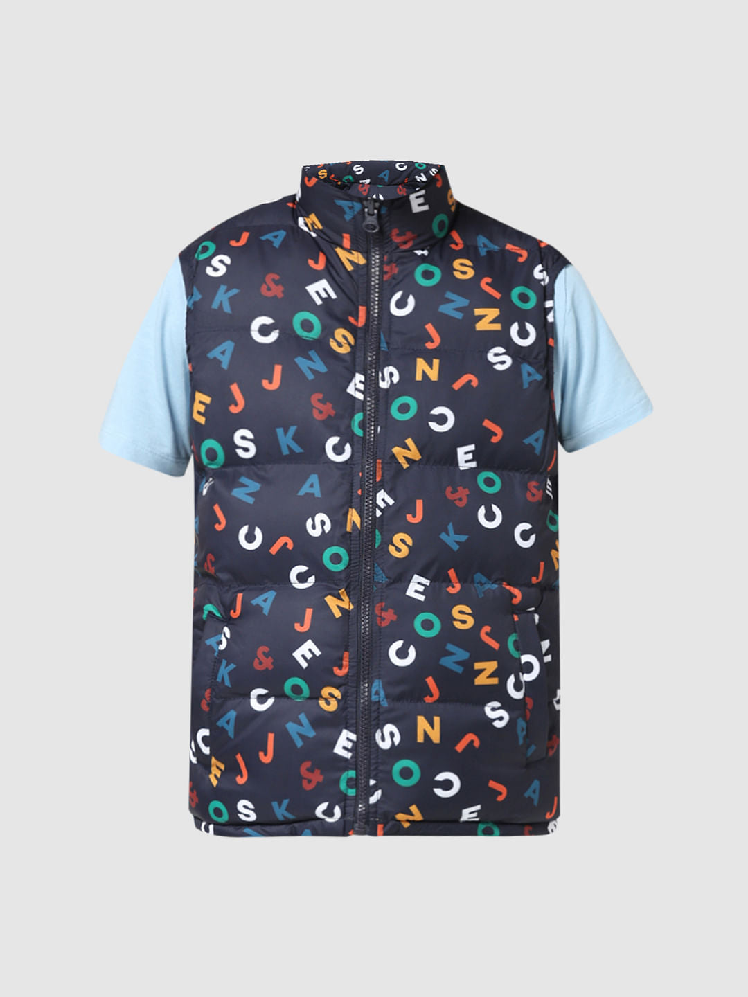 JUNIOR BOYS Blue Printed Reversible Jacket