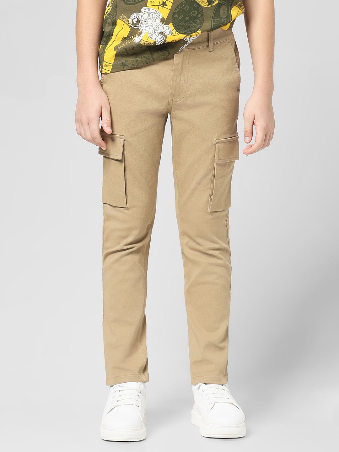 JUNIOR BOYS Brown Mid Rise Cargo Pants