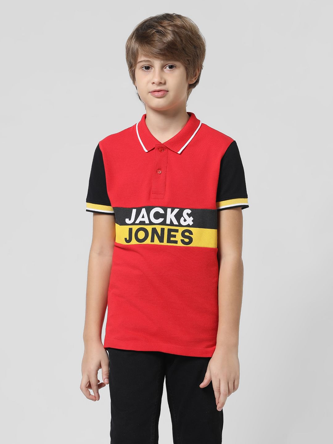 Red Colourblocked Polo T-shirt