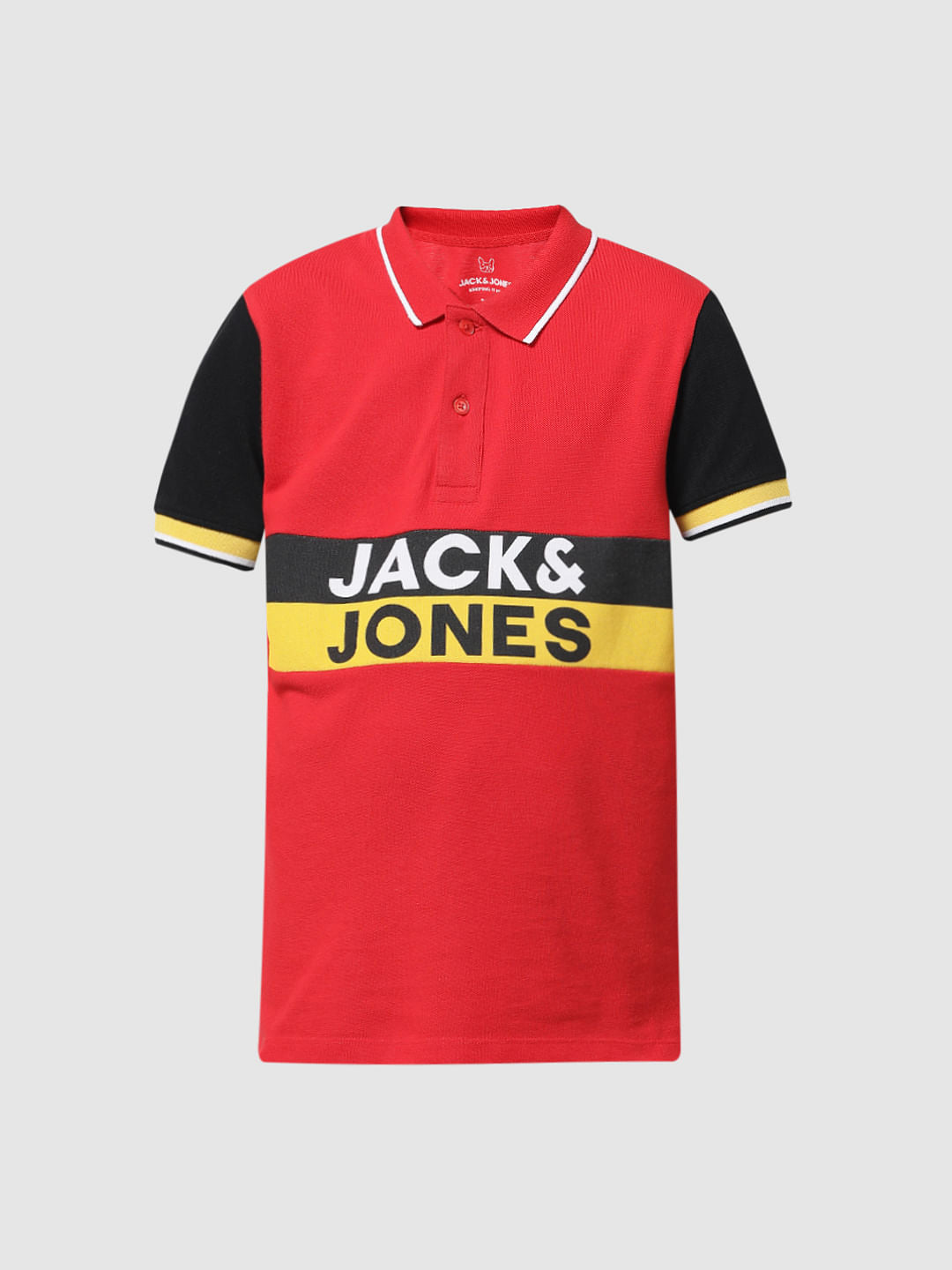 Red Colourblocked Polo T-shirt