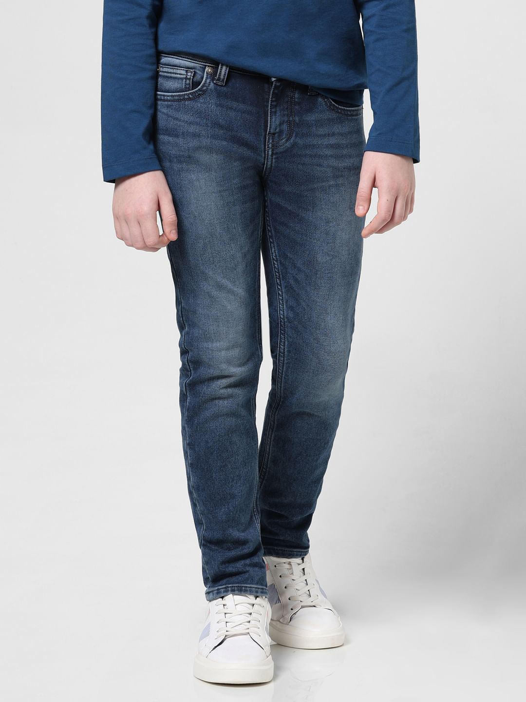 JUNIOR BOYS Blue Mid Rise Clark Regular Fit Jeans