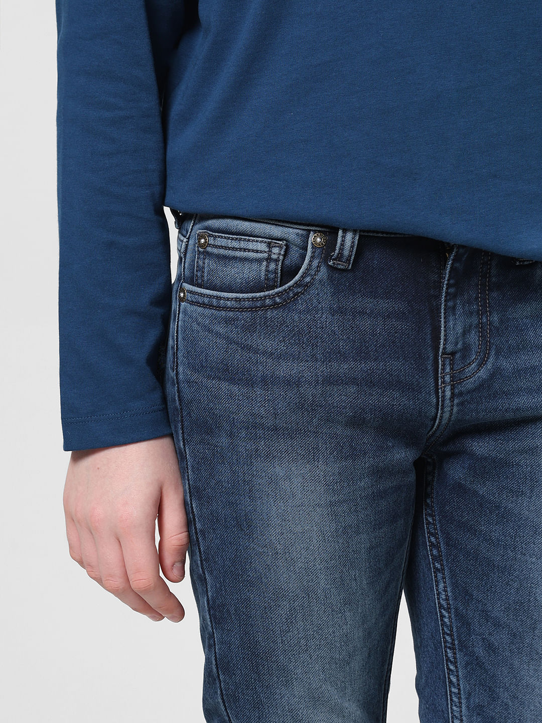 JUNIOR BOYS Blue Mid Rise Clark Regular Fit Jeans