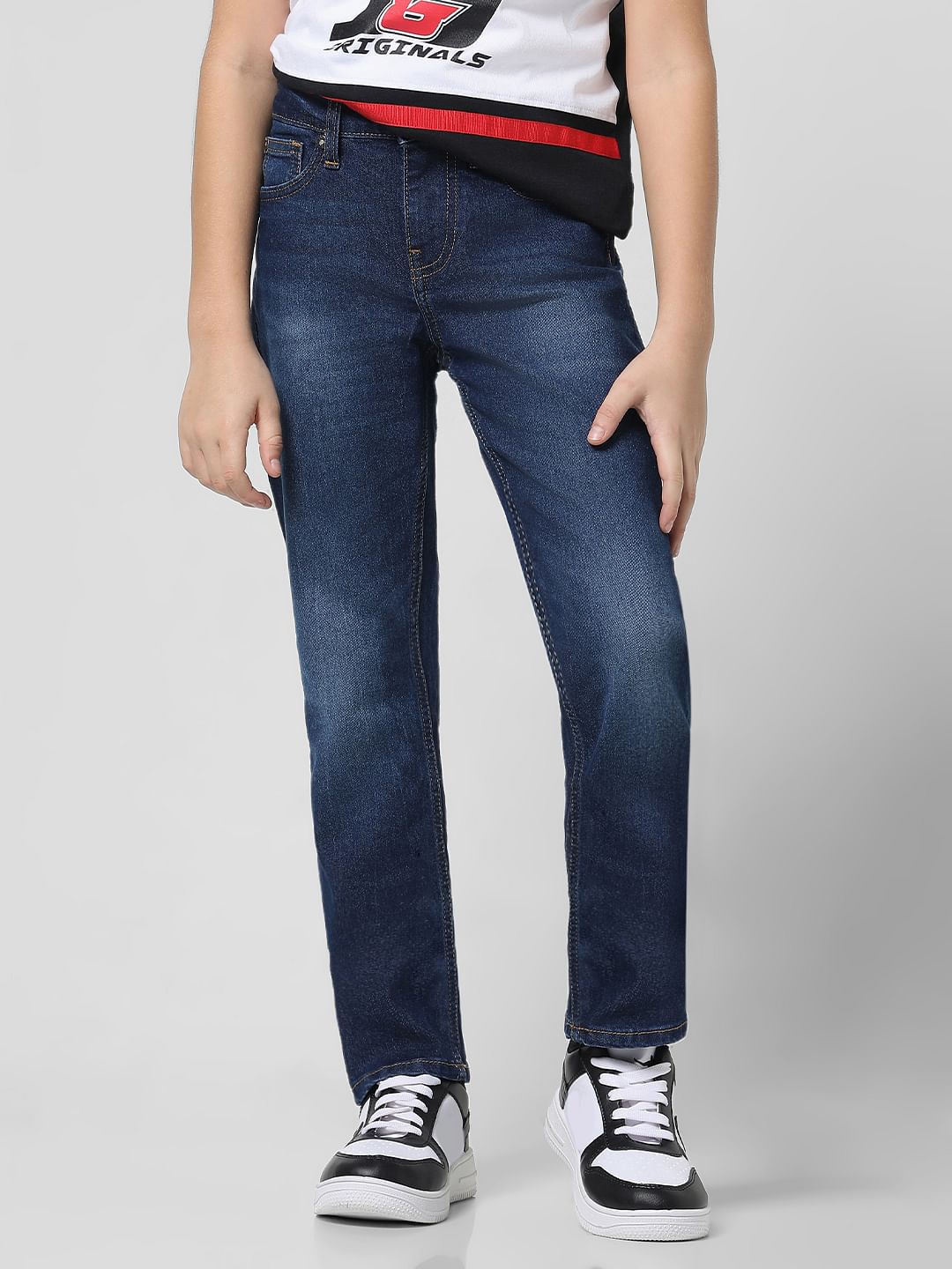 Dark Blue Mid Rise Clark Regular Fit Jeans