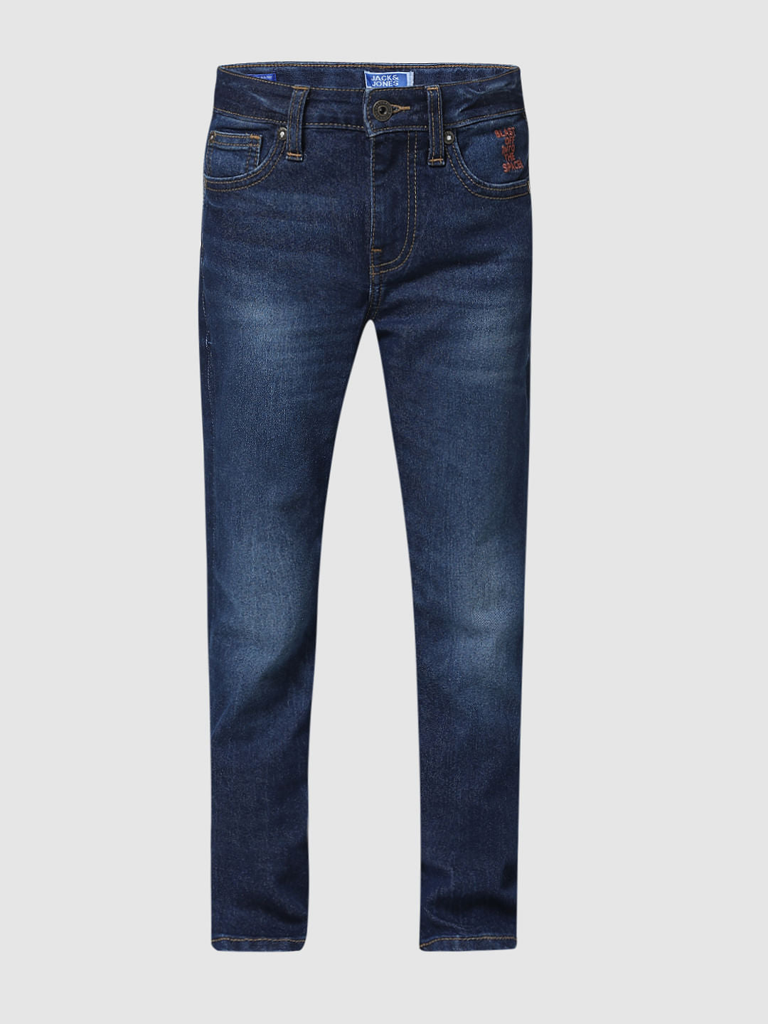 Dark Blue Mid Rise Clark Regular Fit Jeans