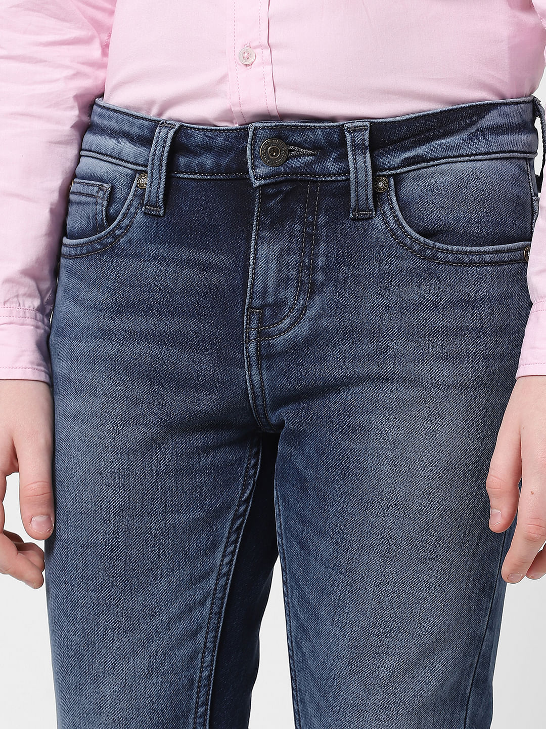 JUNIOR BOYS Blue Washed Glenn Slim Fit Jeans