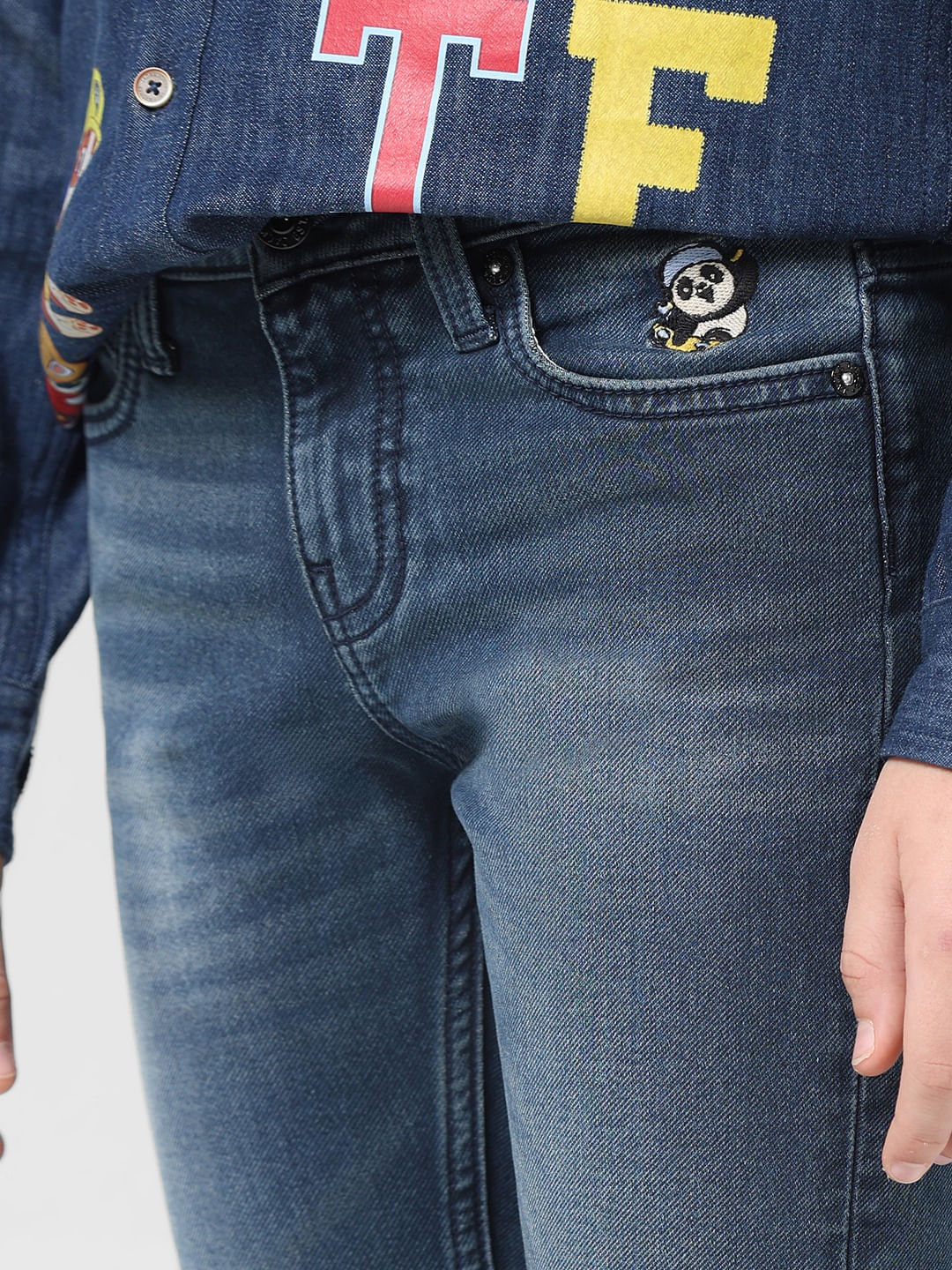 JUNIOR BOYS Dark Blue Washed Glenn Slim Fit Jeans