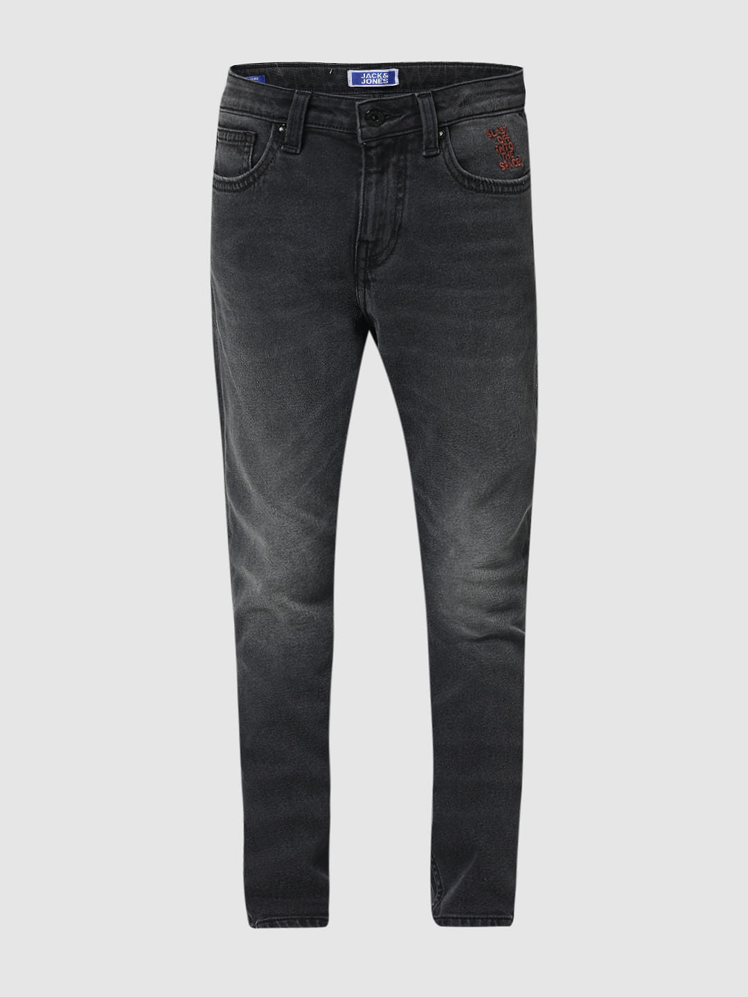 Black Mid Rise Washed Glenn Slim Jeans