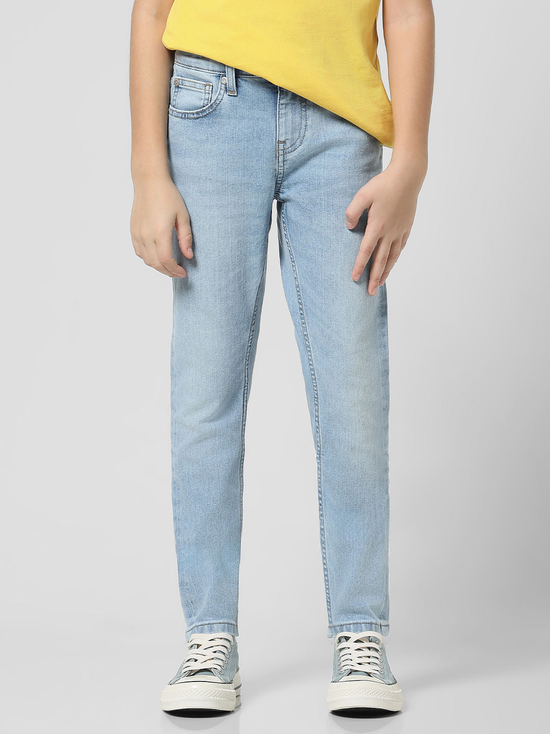Light Blue Mid Rise Washed Glenn Slim Jeans