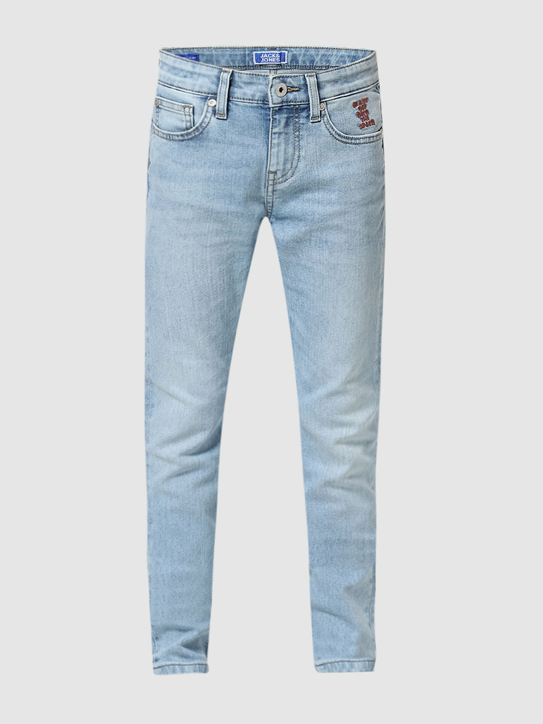 Light Blue Mid Rise Washed Glenn Slim Jeans