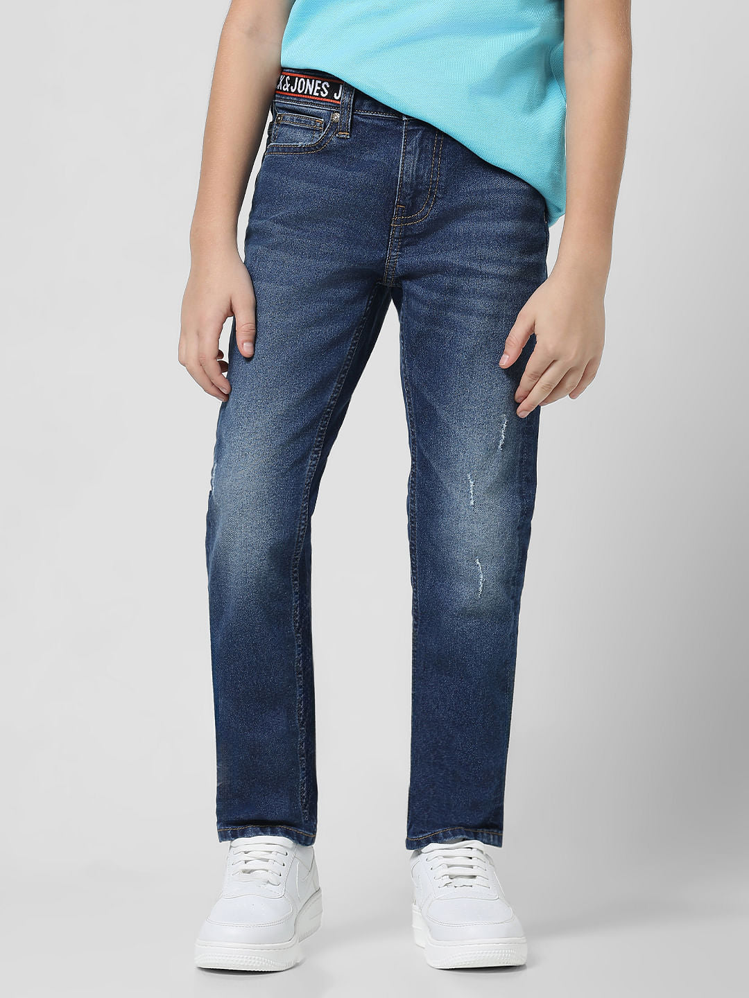 Dark Blue Mid Rise Washed Glenn Slim Jeans