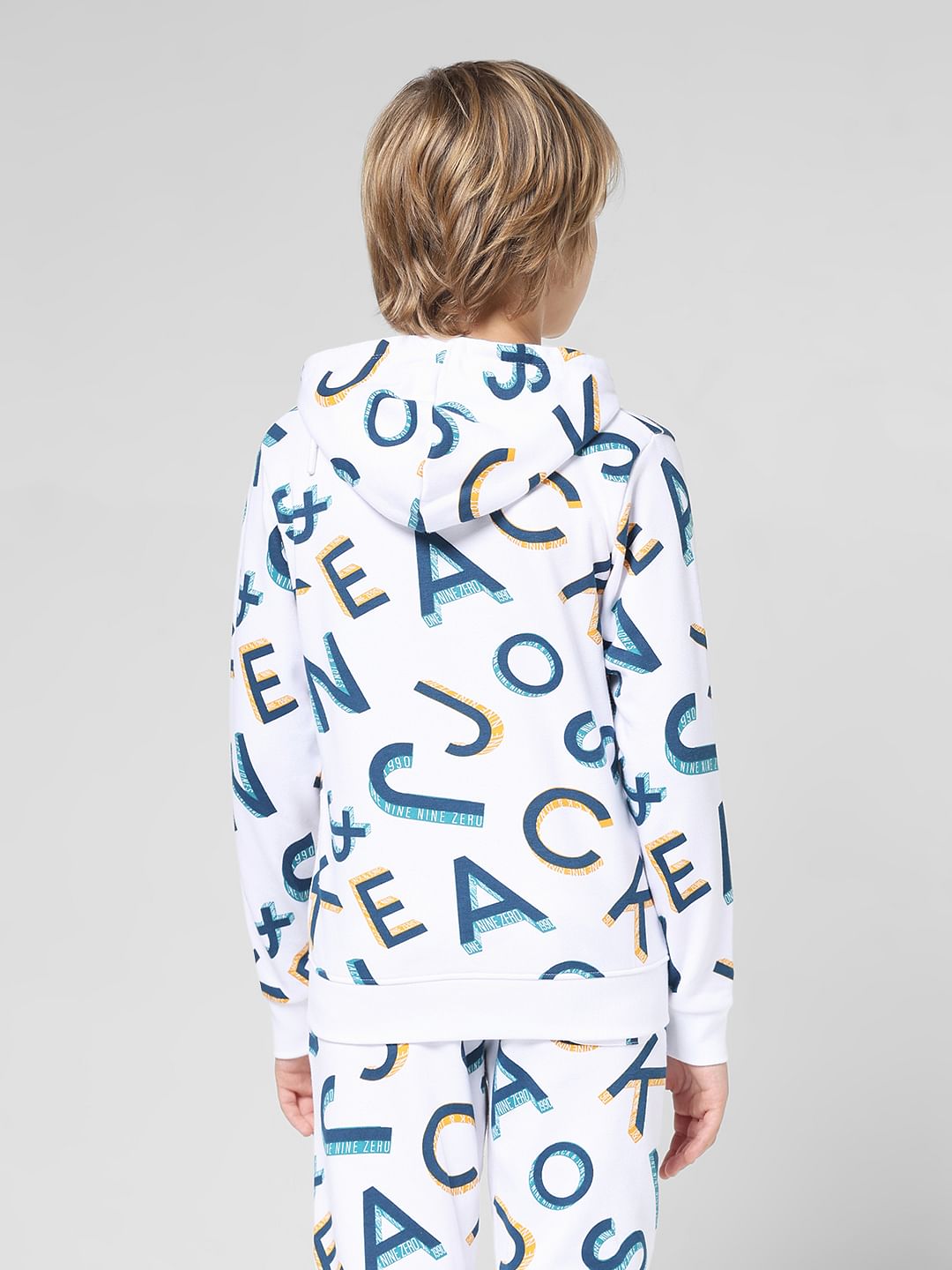 JUNIOR BOYS White Front Open Co-ord Set Sweatshirt