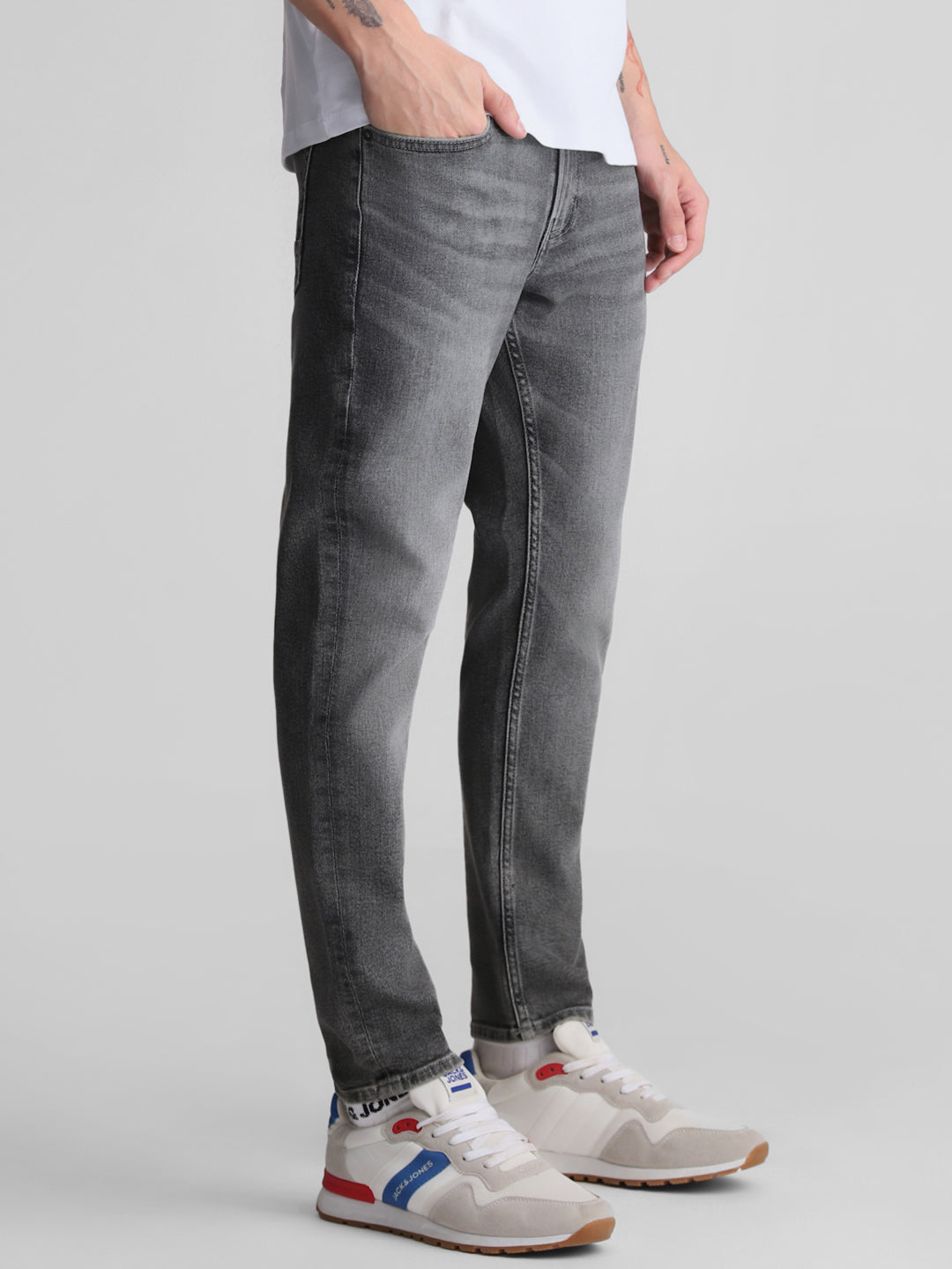 Grey Washed Cropped Jeans
