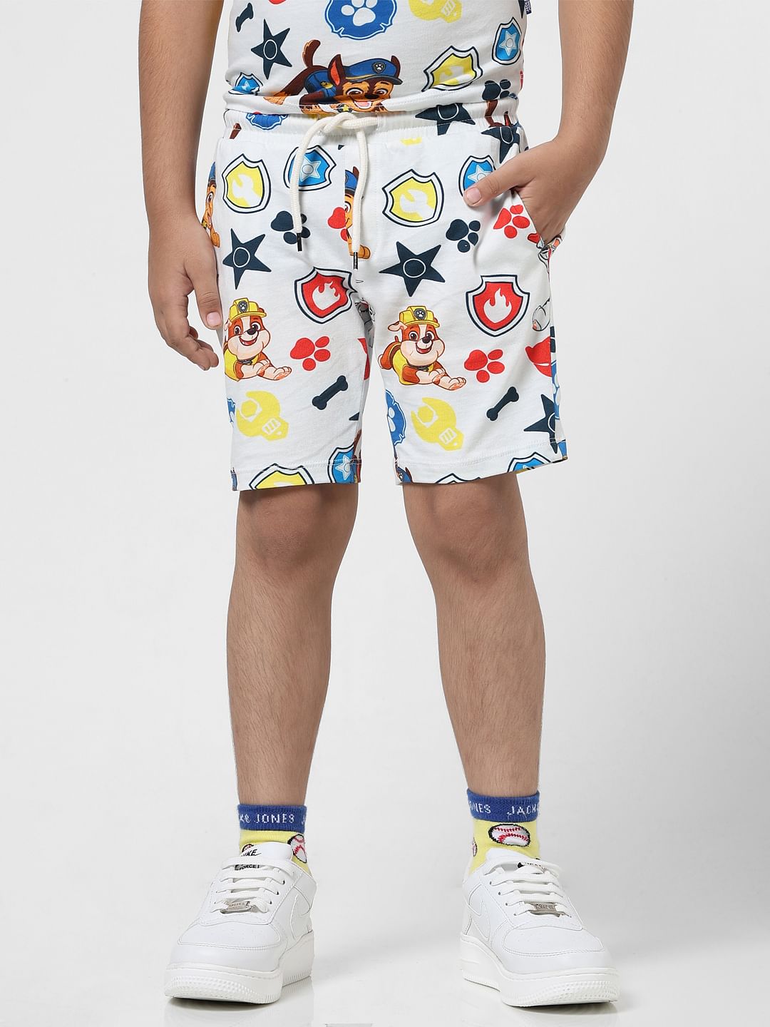 JACK&JONES X PAW PATROL White All Over Print Bermuda Shorts