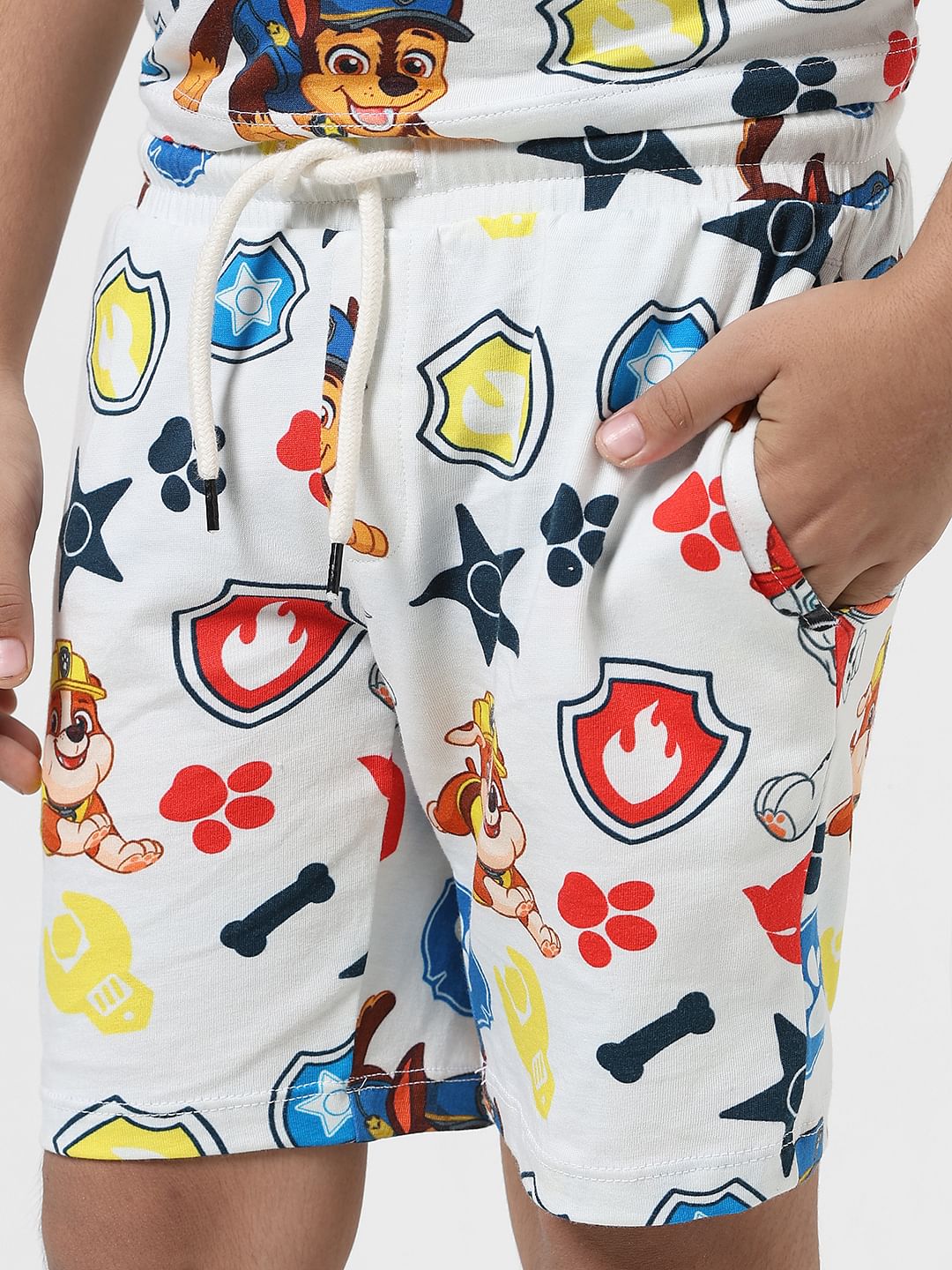 JACK&JONES X PAW PATROL White All Over Print Bermuda Shorts