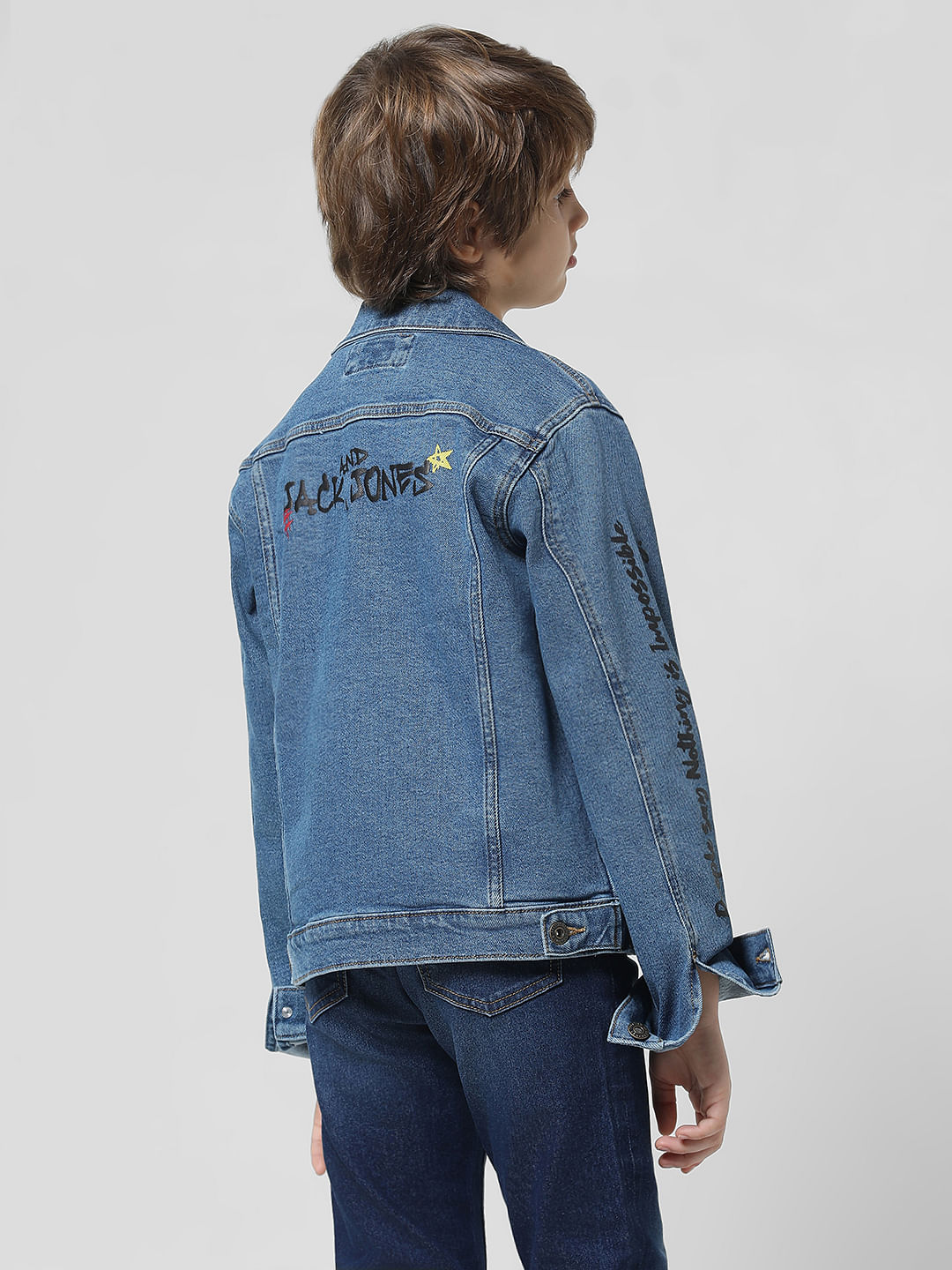 Blue Printed Denim Jacket
