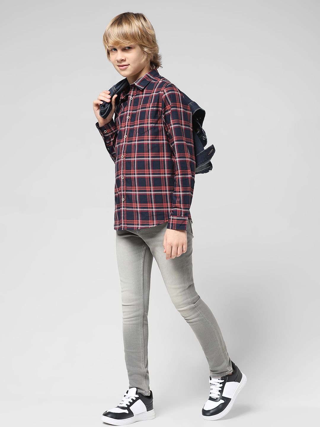 JUNIOR BOYS Grey Washed Glenn Slim Fit Jeans