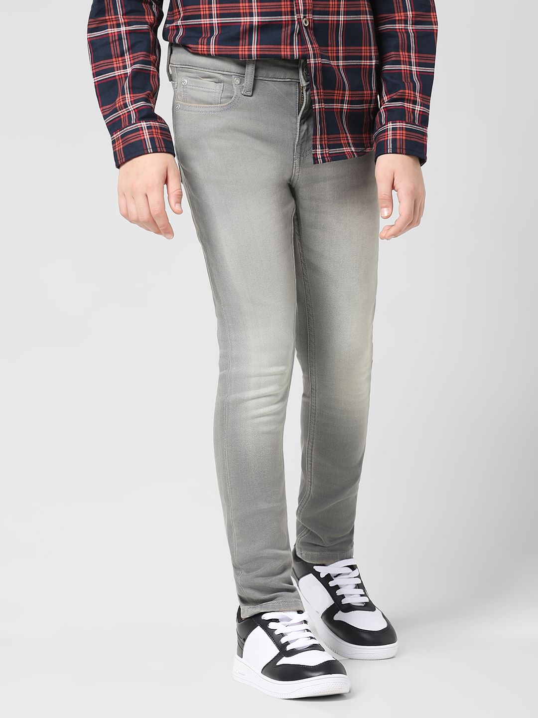 JUNIOR BOYS Grey Washed Glenn Slim Fit Jeans