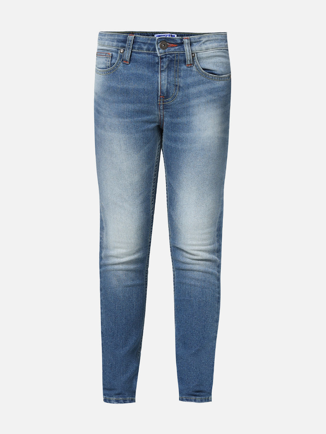 Blue Mid Rise Washed Glenn Slim Jeans