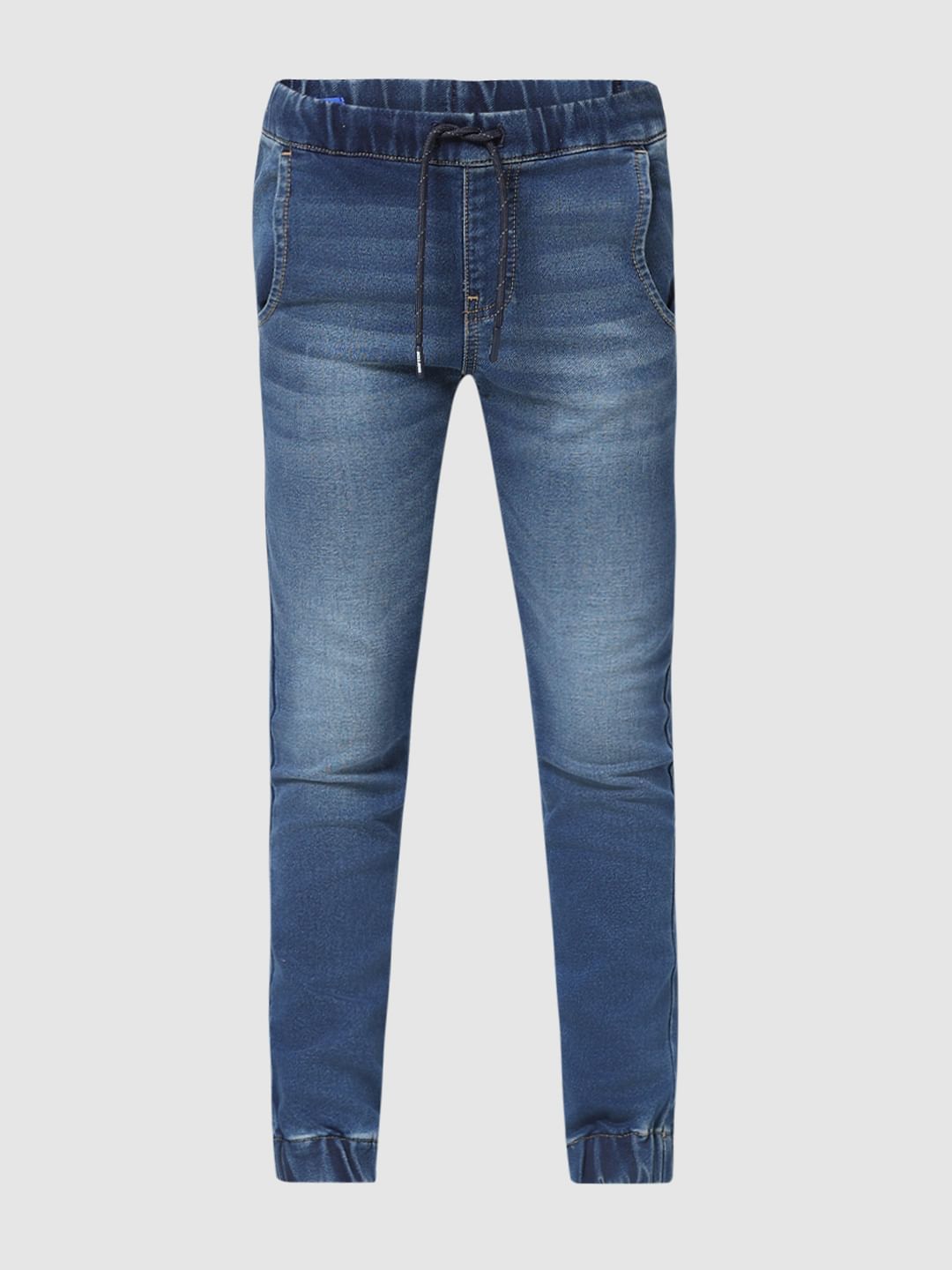 JUNIOR BOYS Blue Washed Denim Joggers