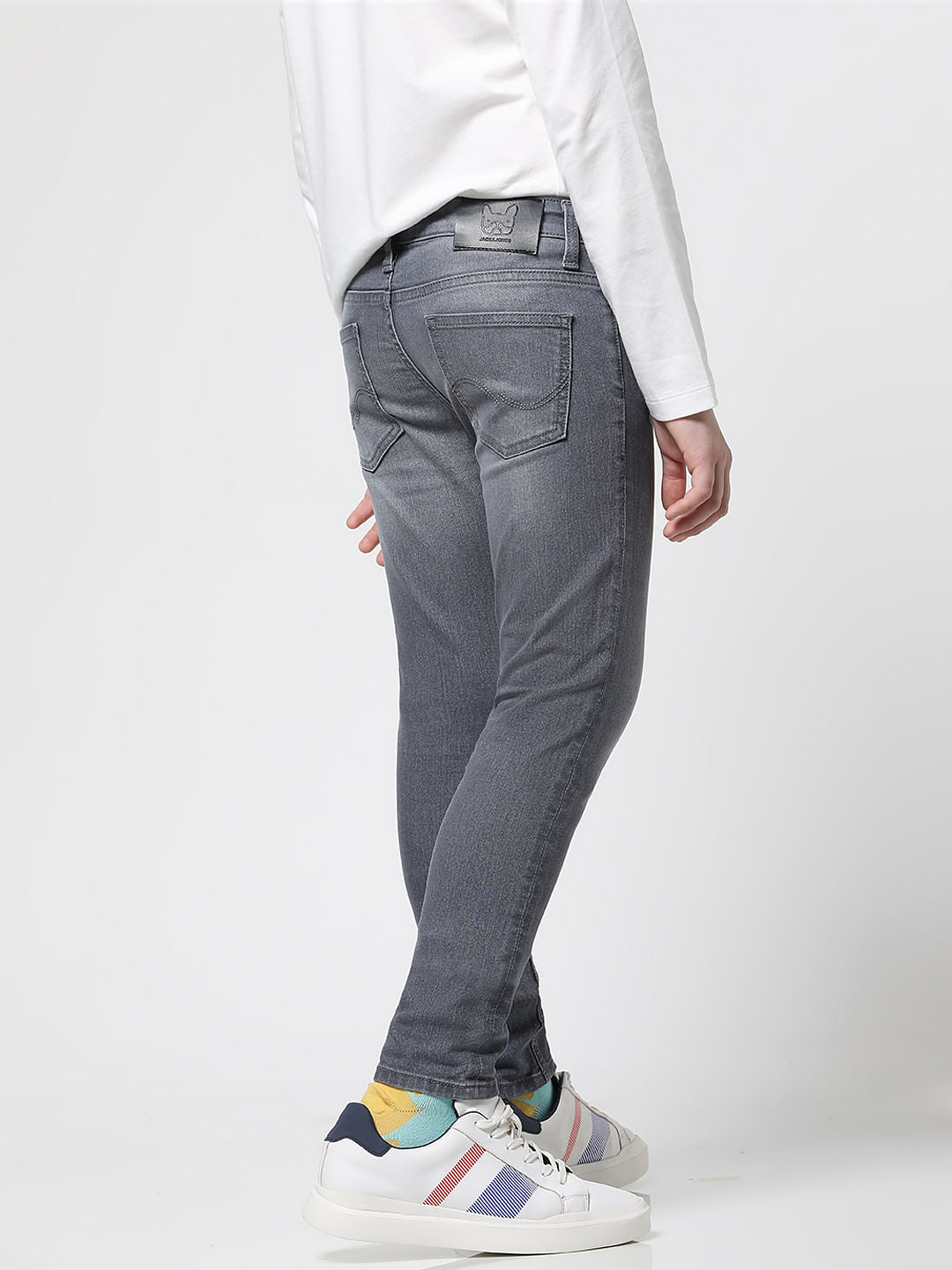 Boys Grey Mid Rise Glenn Slim Fit Jeans