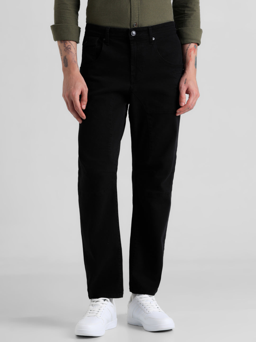 Black Regular Fit Cargo Pants