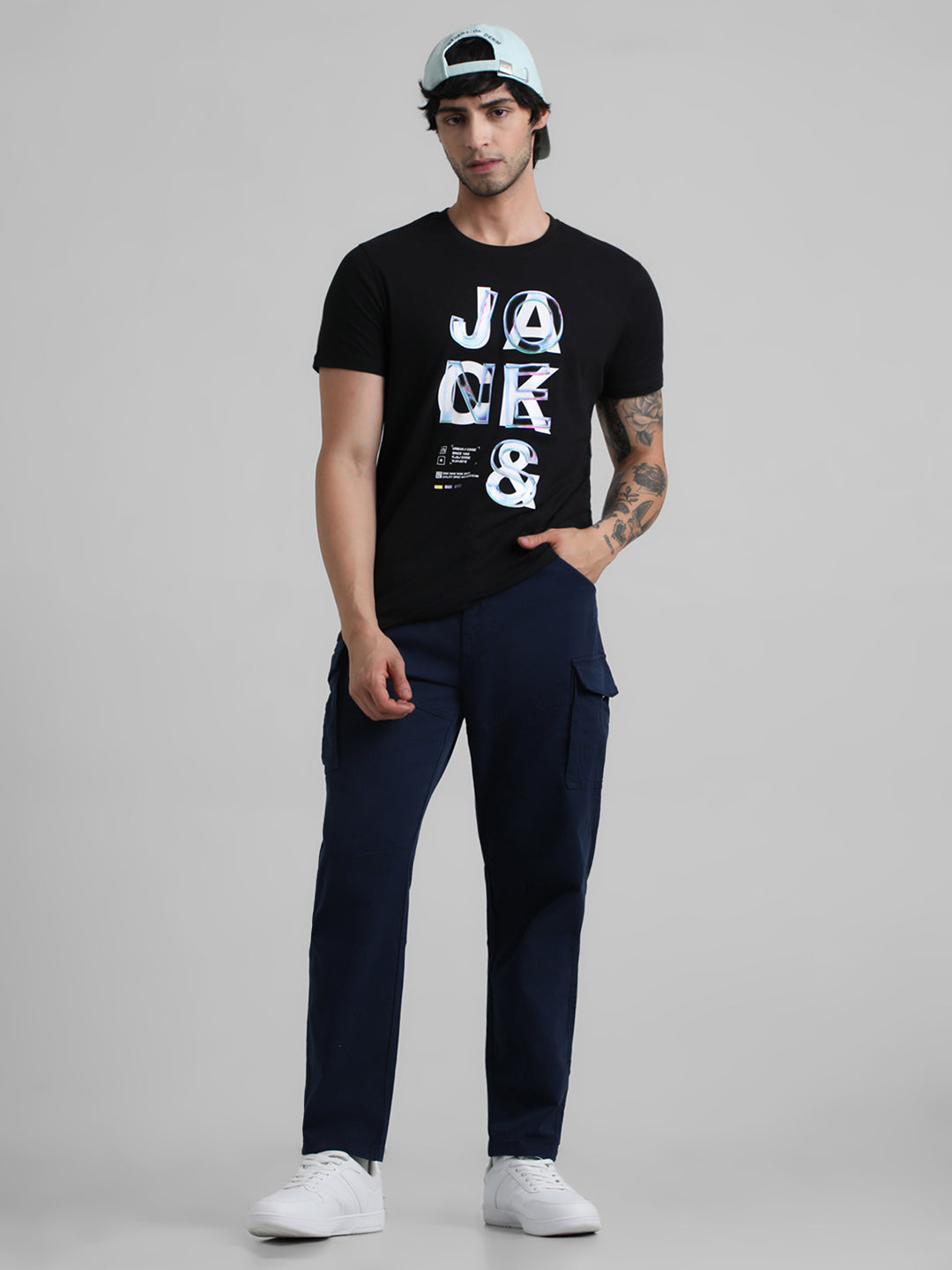 Navy Regular Fit Cargo Pants