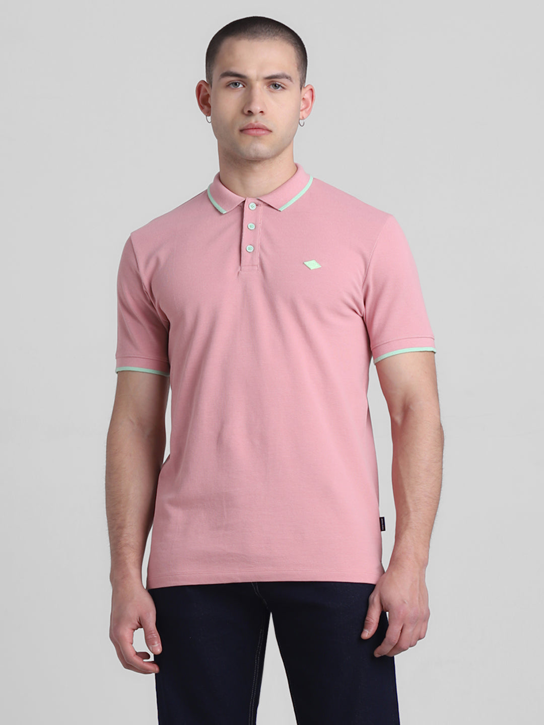 Pink Contrast Tipping Polo