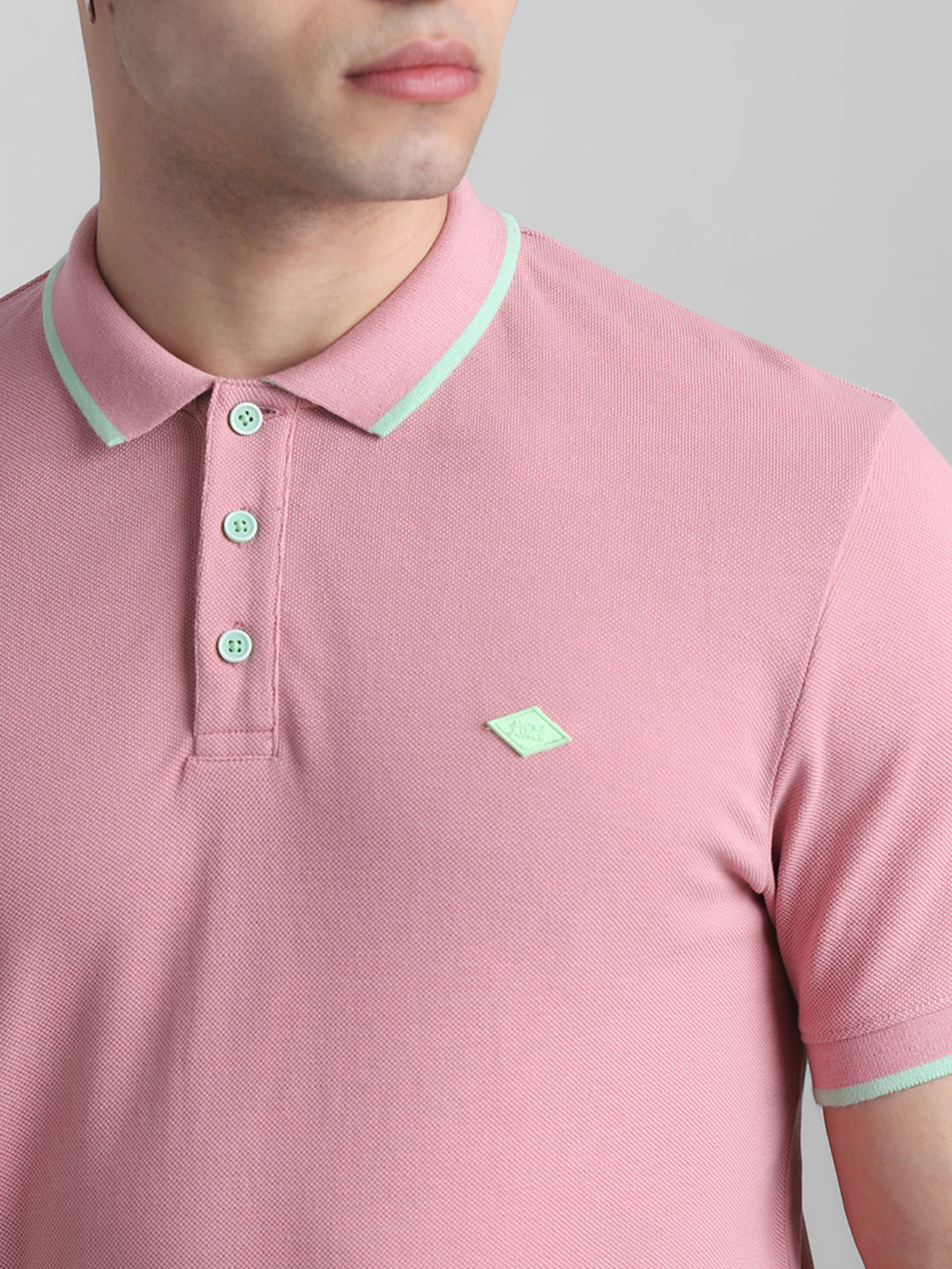 Pink Contrast Tipping Polo