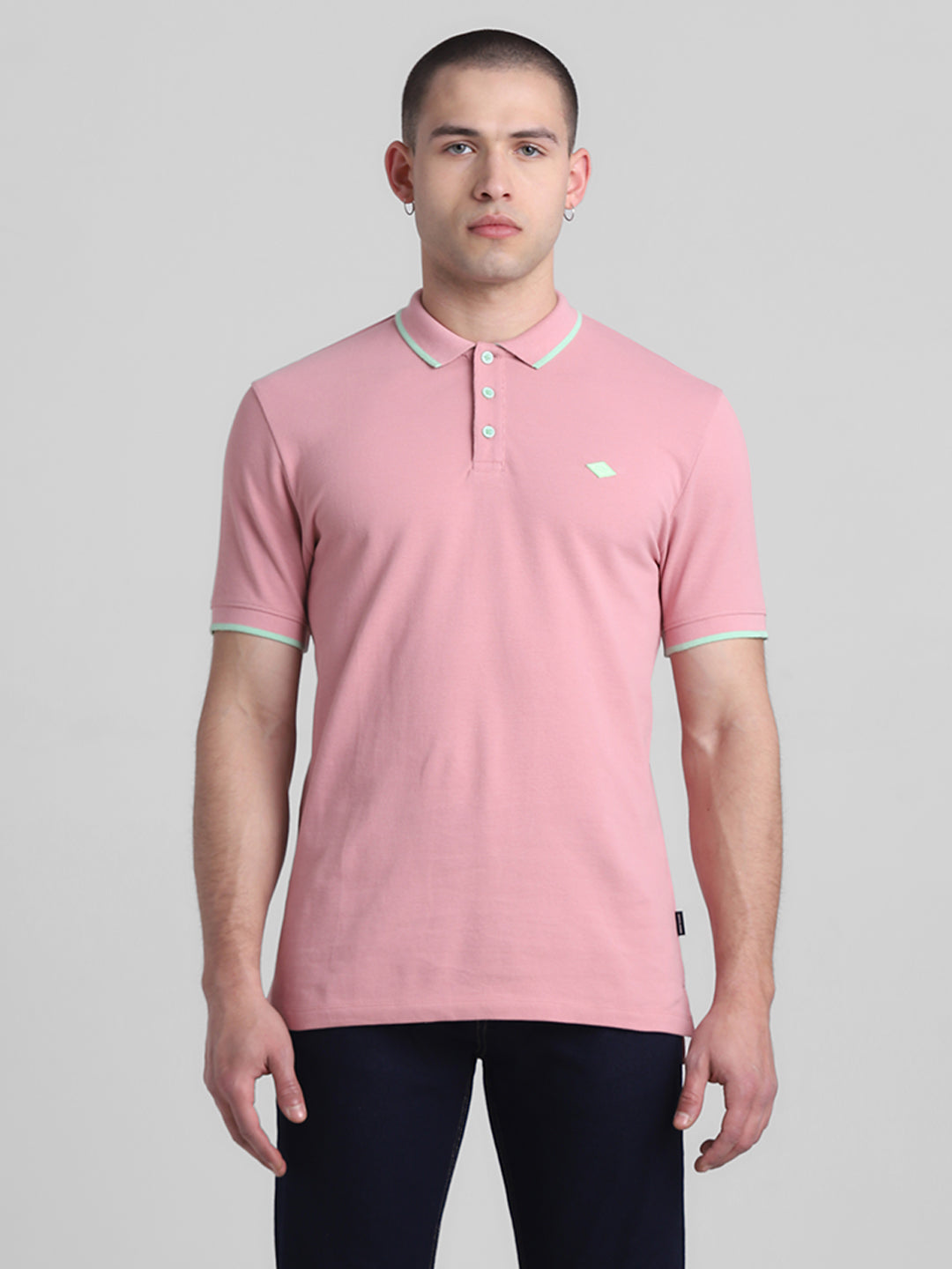 Pink Contrast Tipping Polo
