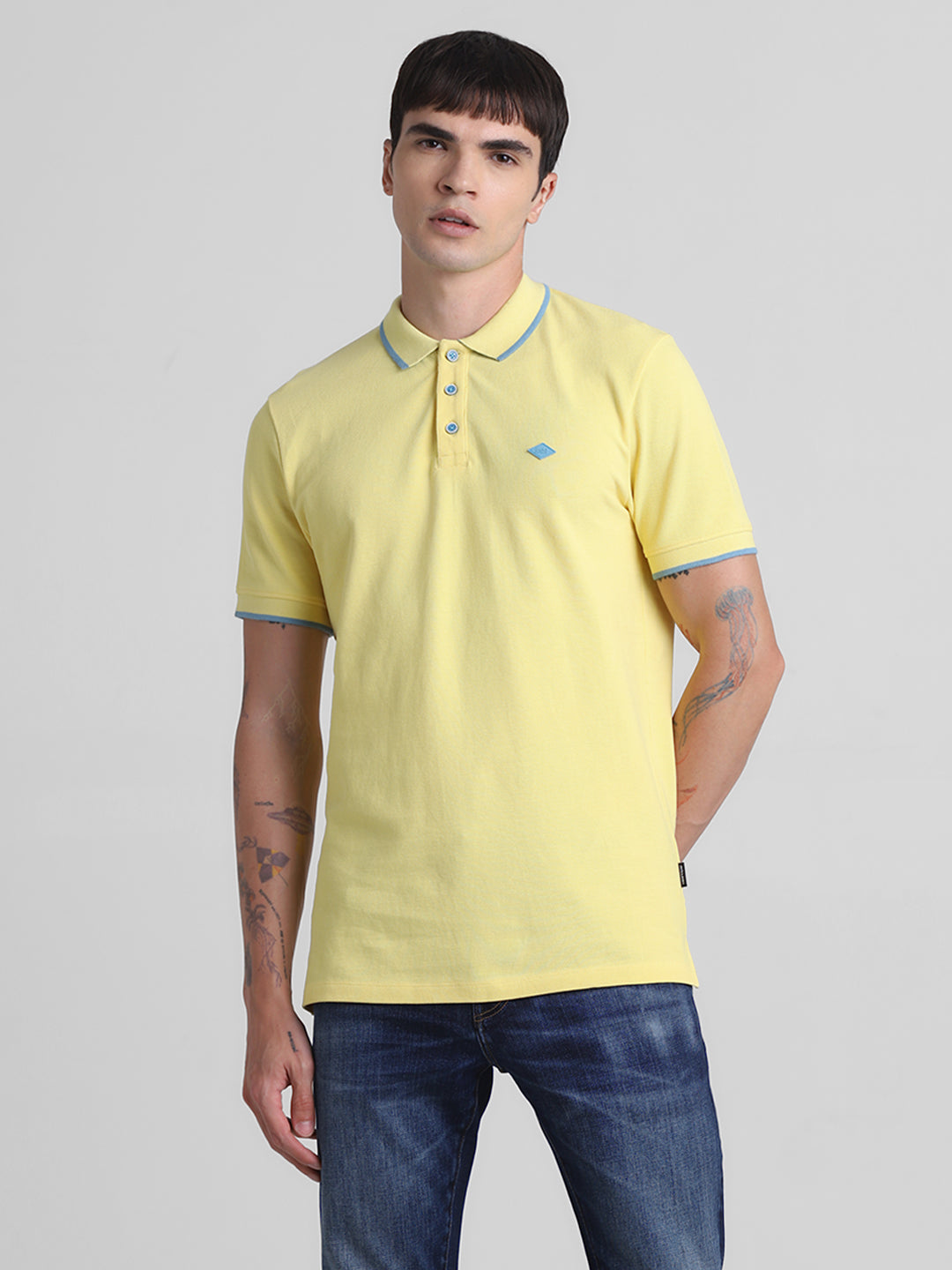 Yellow Contrast Tipping Polo