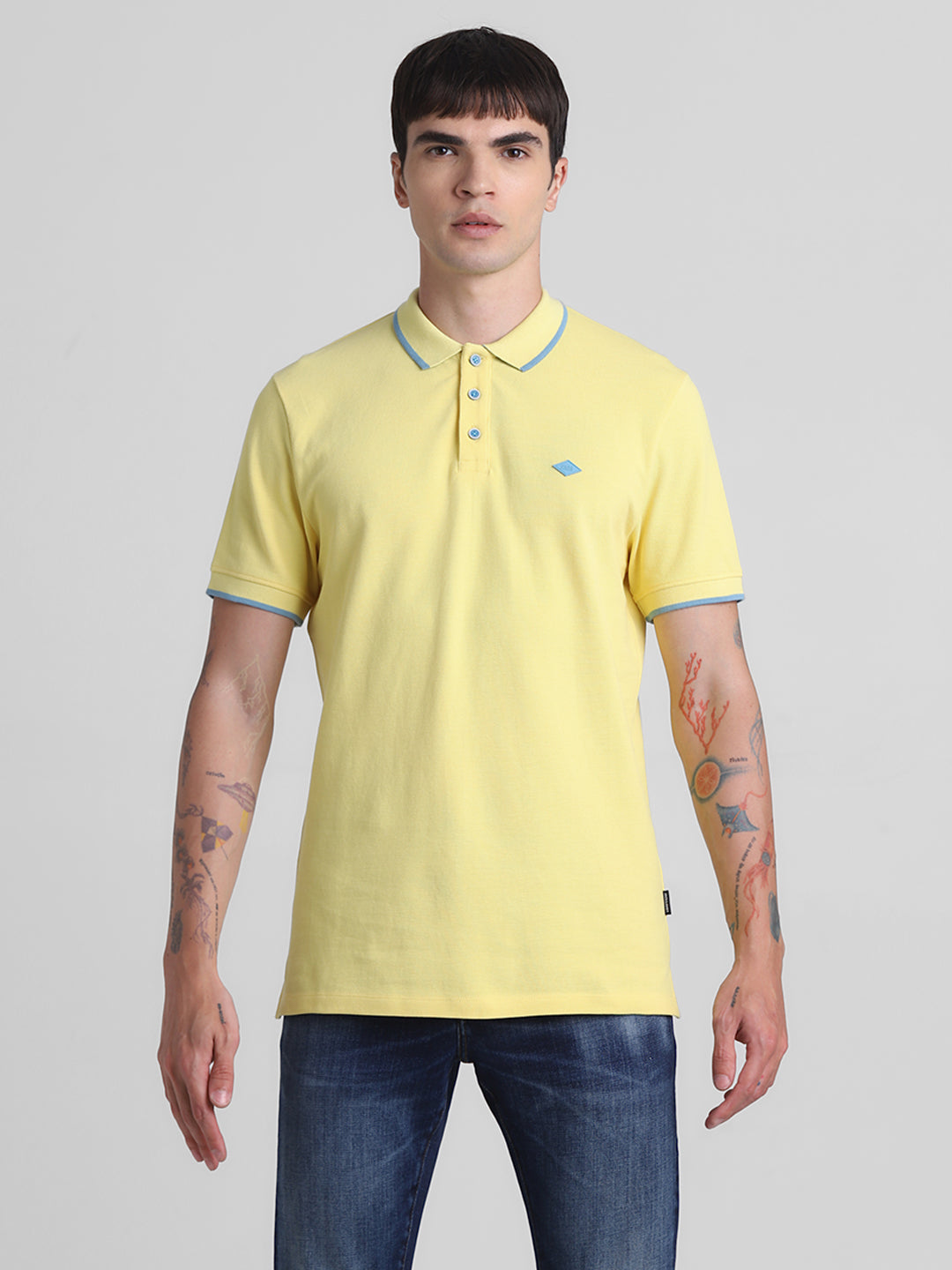 Yellow Contrast Tipping Polo