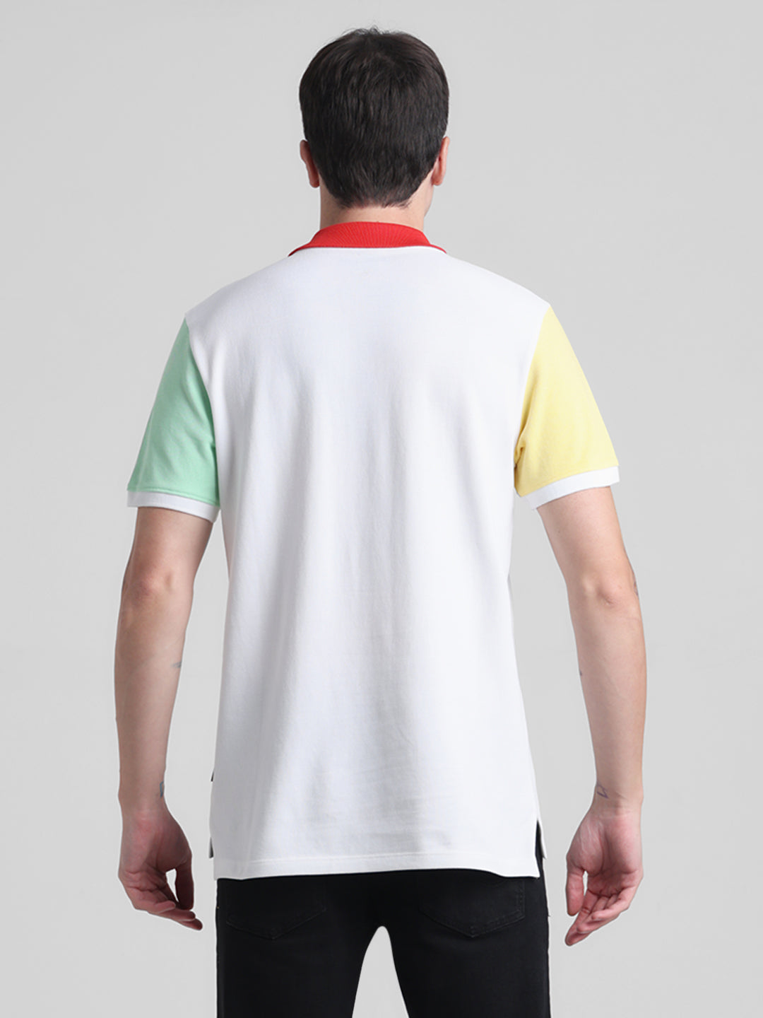 White Colourblocked Polo