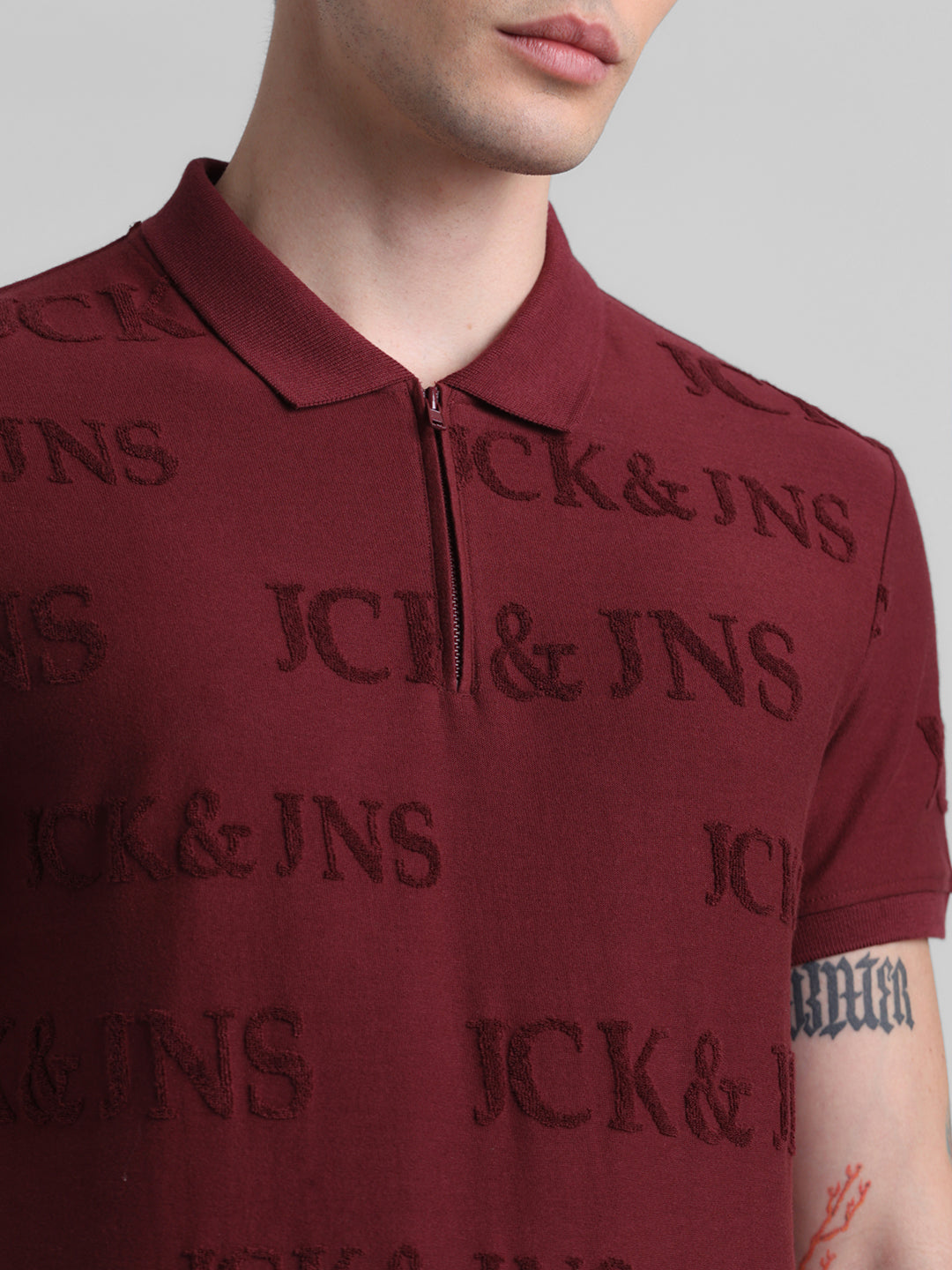 Maroon Embossed Logo Polo