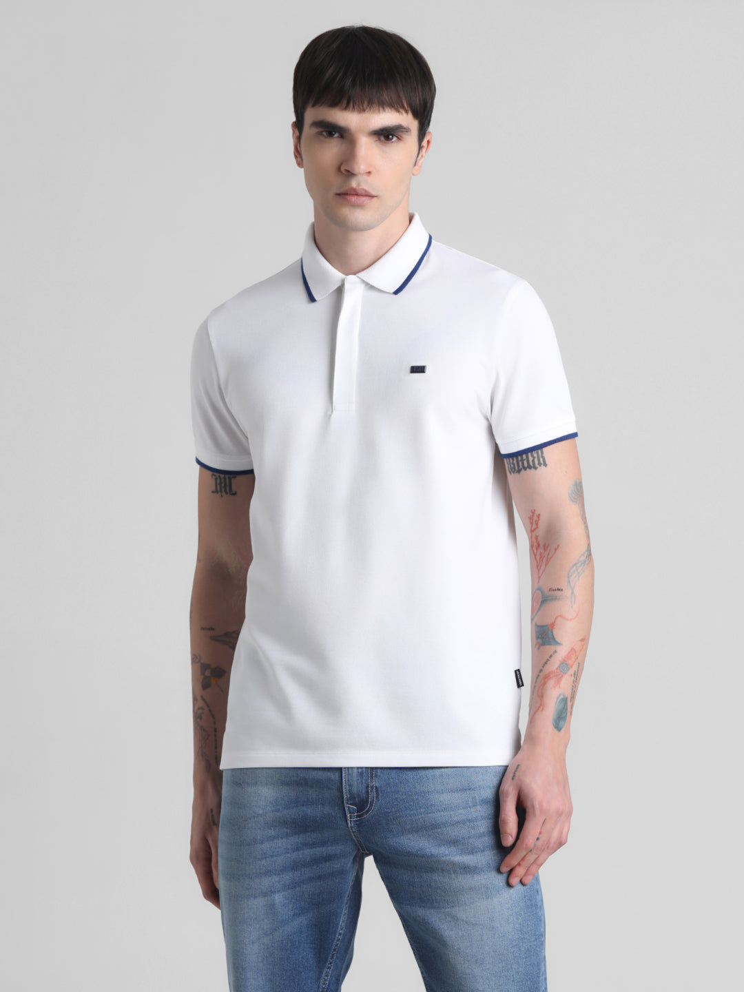 White Contrast Tipping Polo