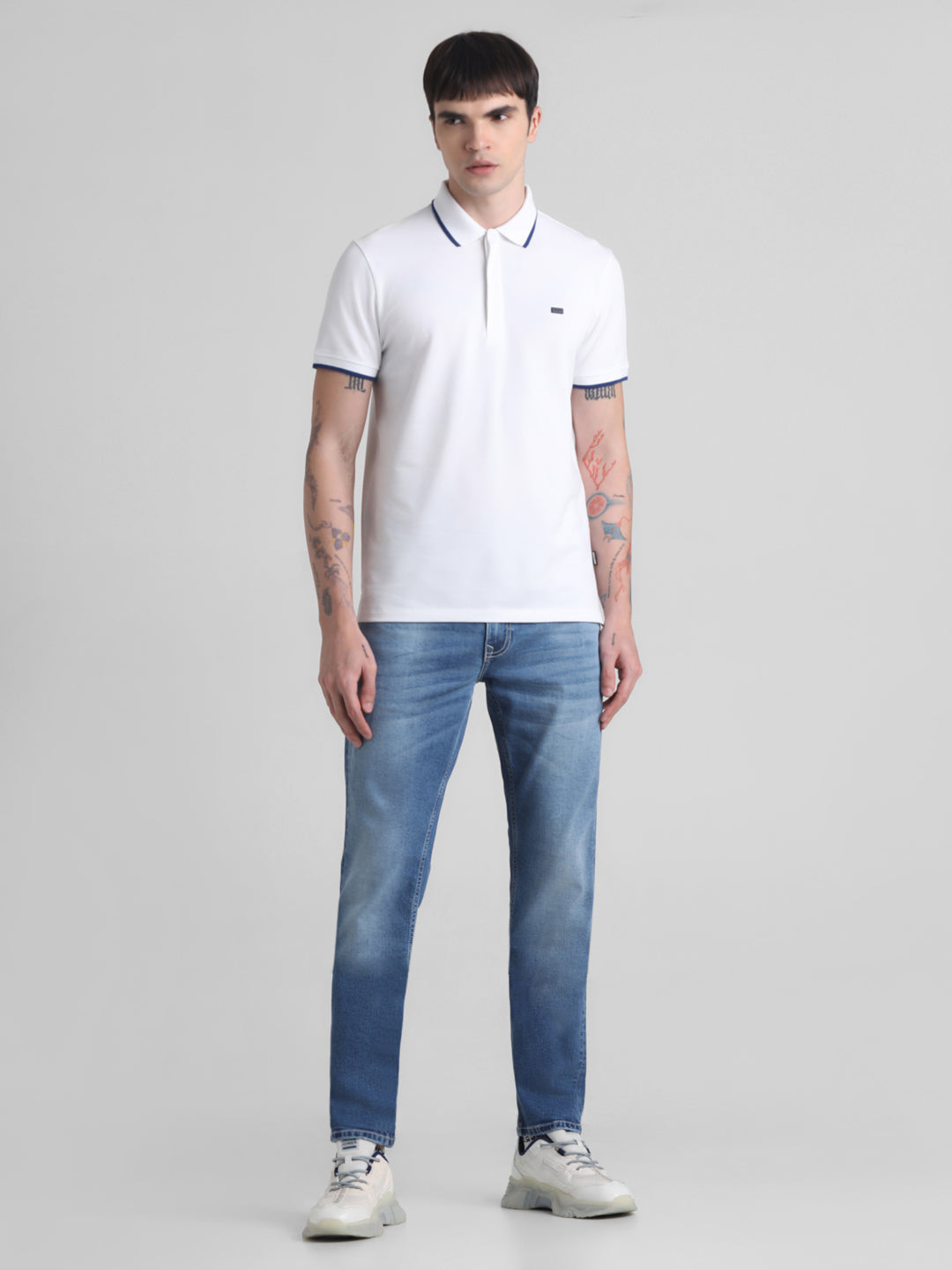White Contrast Tipping Polo