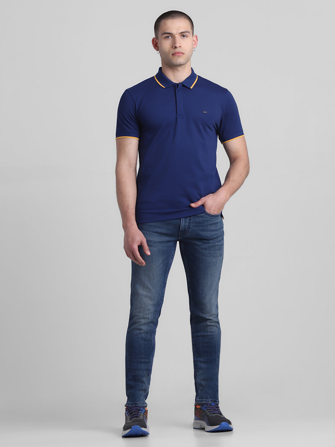 Blue Contrast Tipping Polo