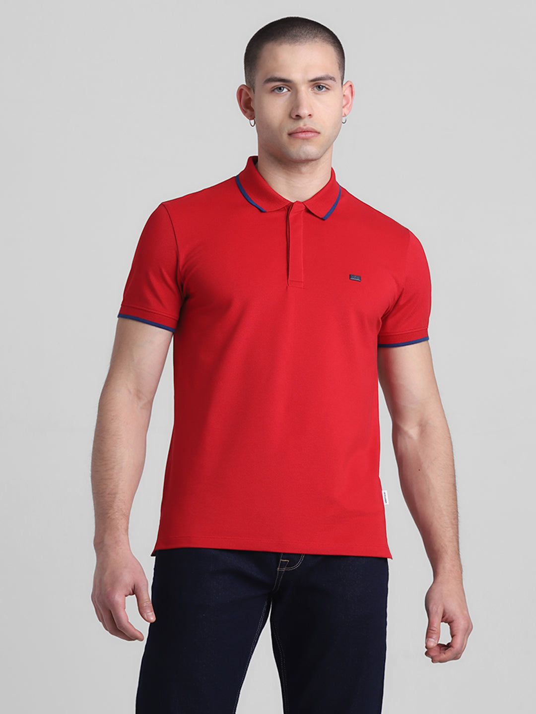 Red Contrast Tipping Polo