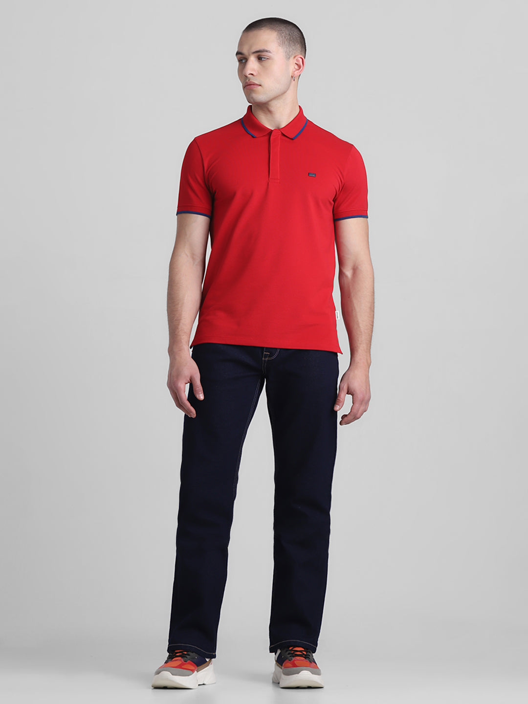 Red Contrast Tipping Polo