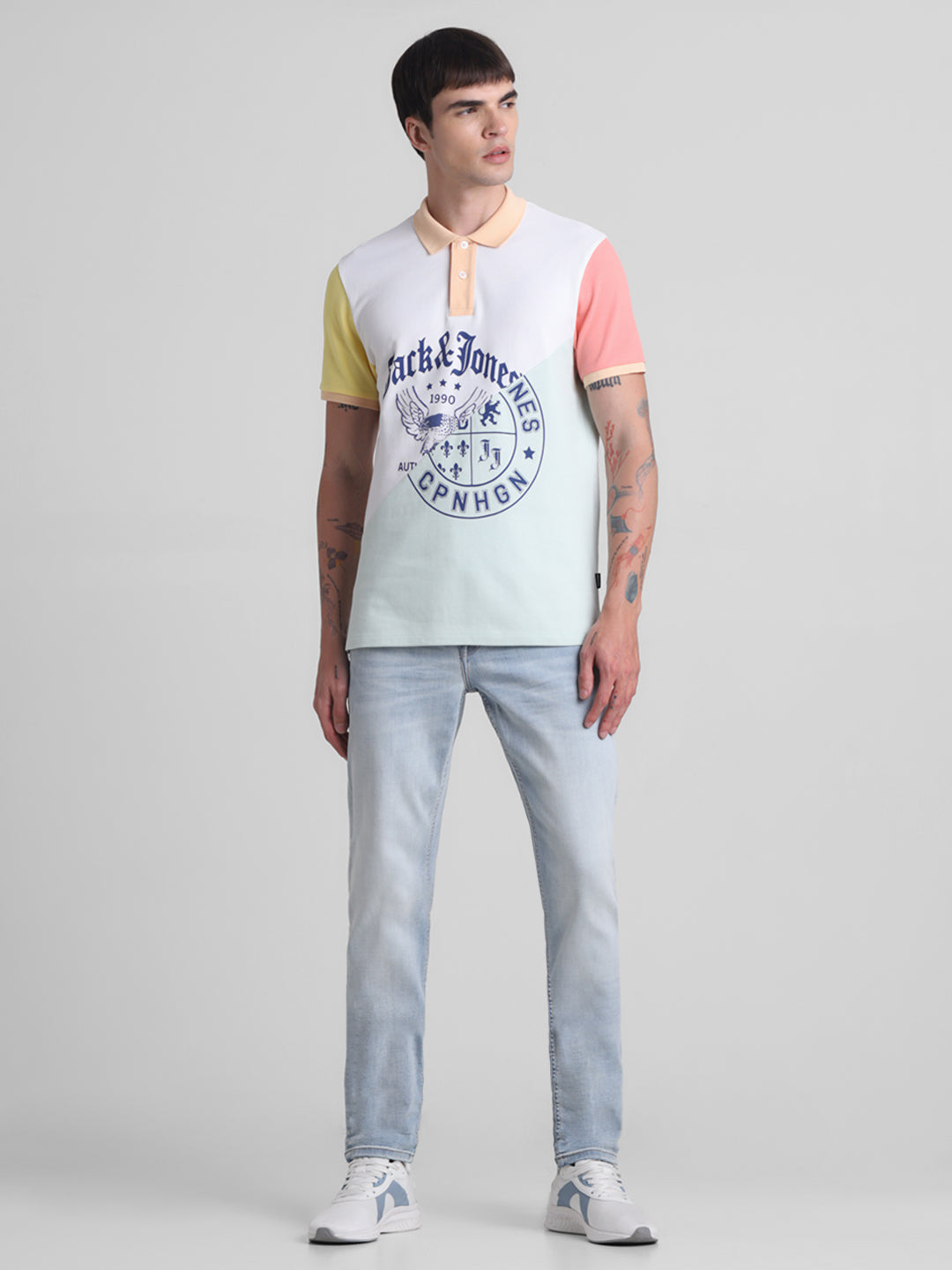 Typographic Print Cotton Polo