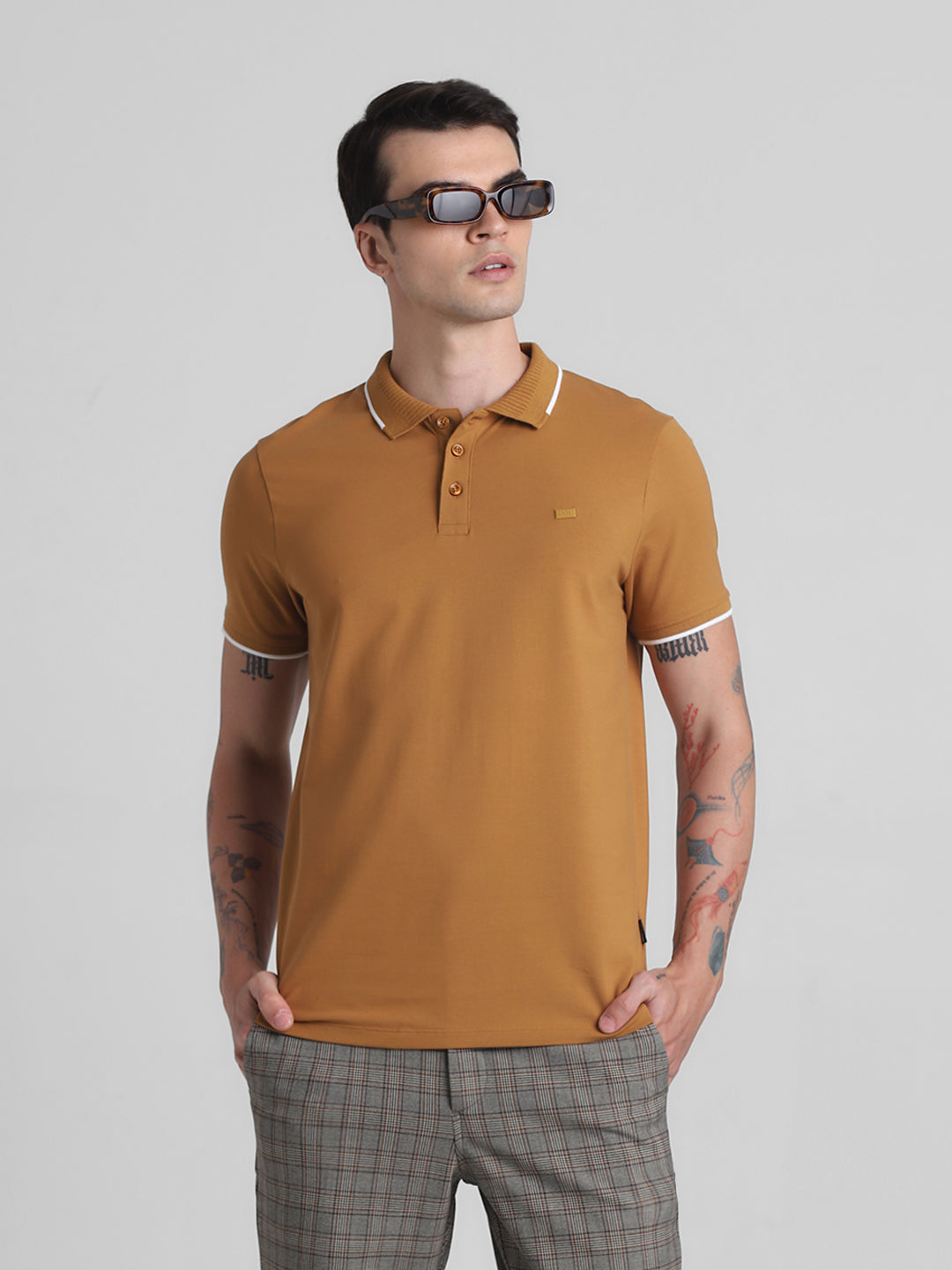 Brown Cotton Blend Polo