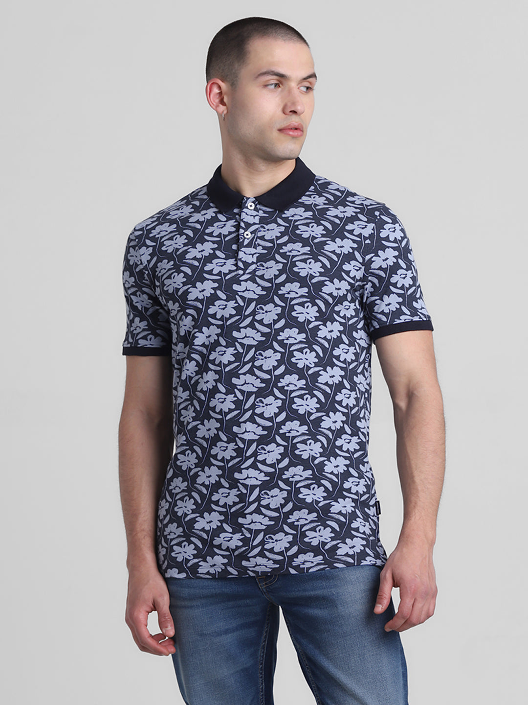 Blue Floral Polo