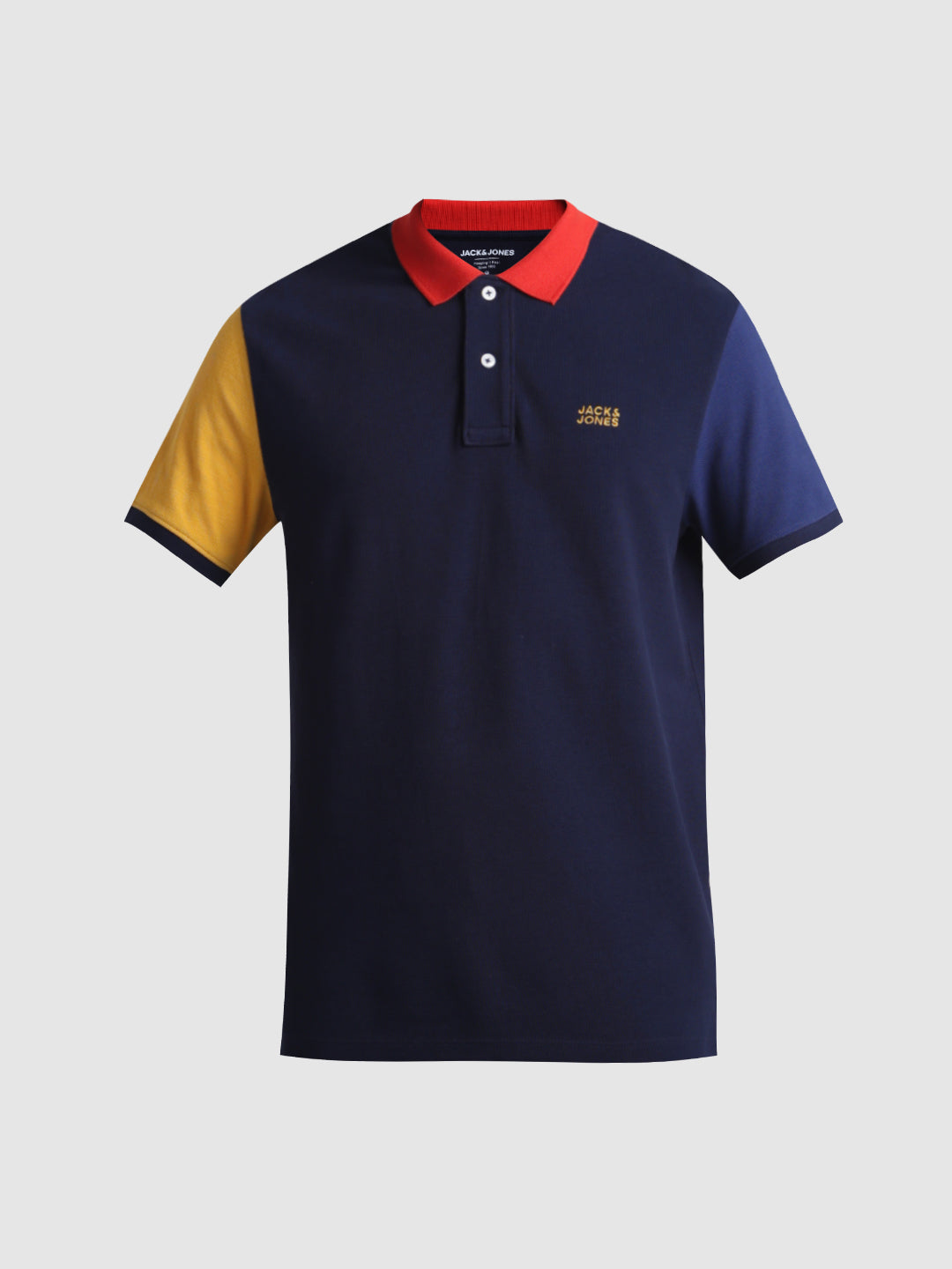 Navy Cotton Colourblocked Polo