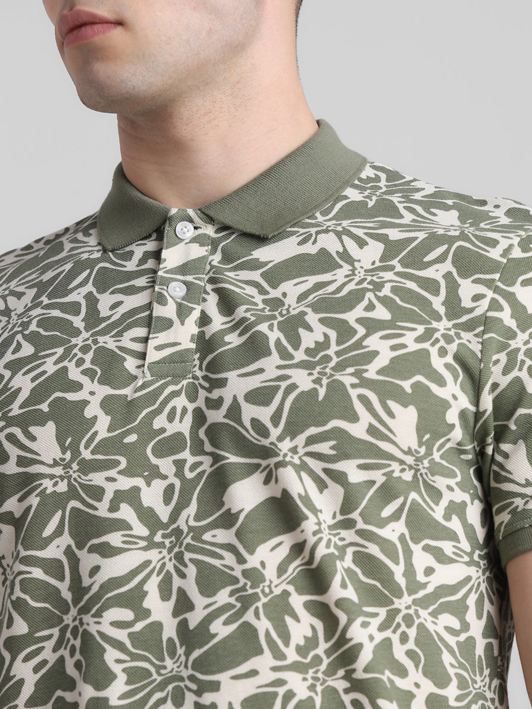 Green Printed Cotton Polo