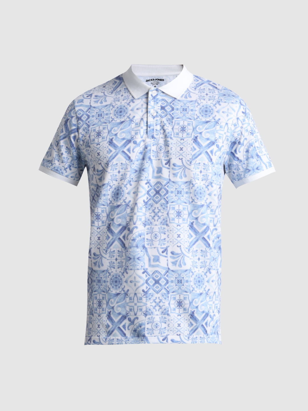 White Printed Polo