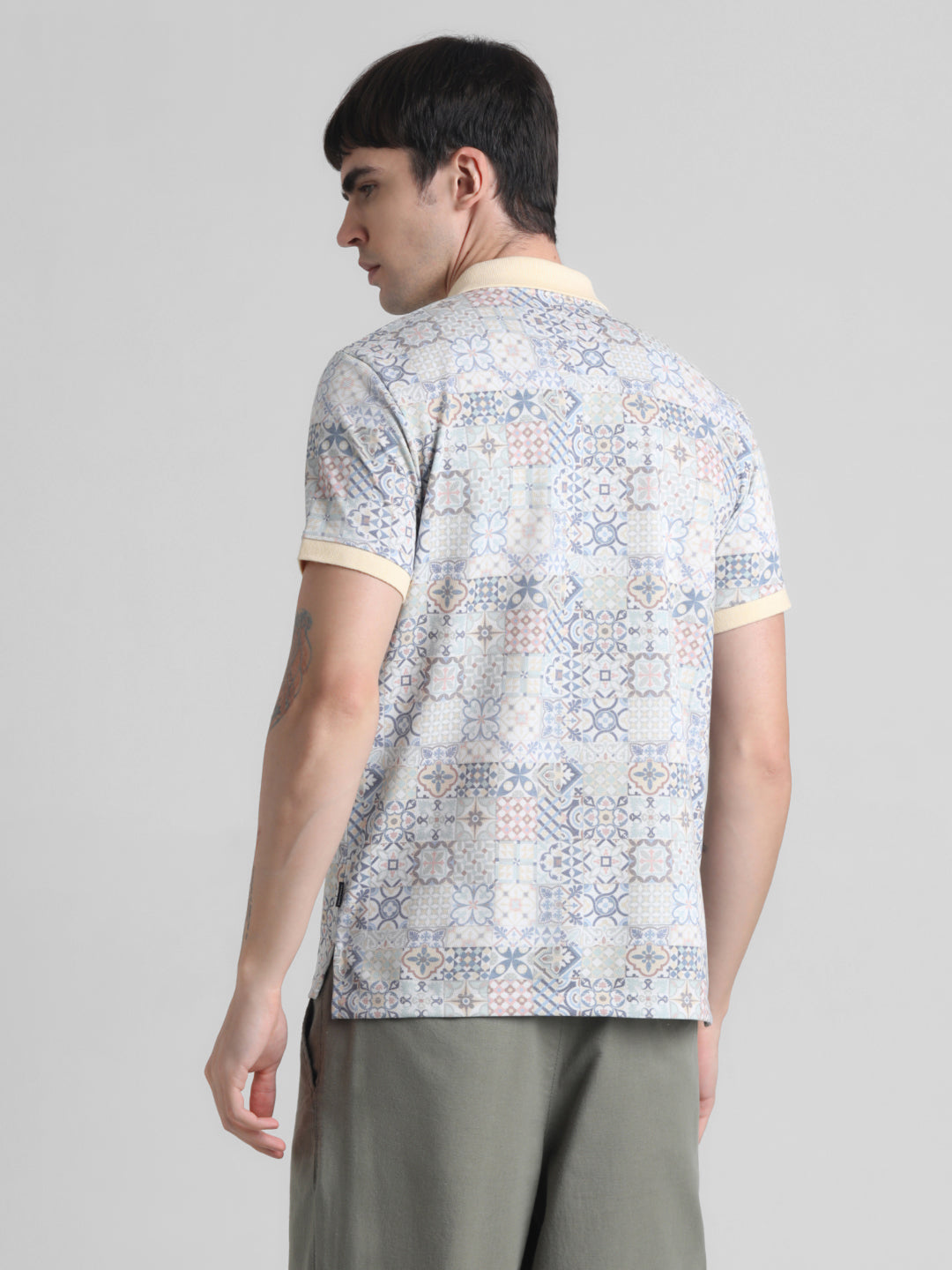 Printed Cotton Blend Polo