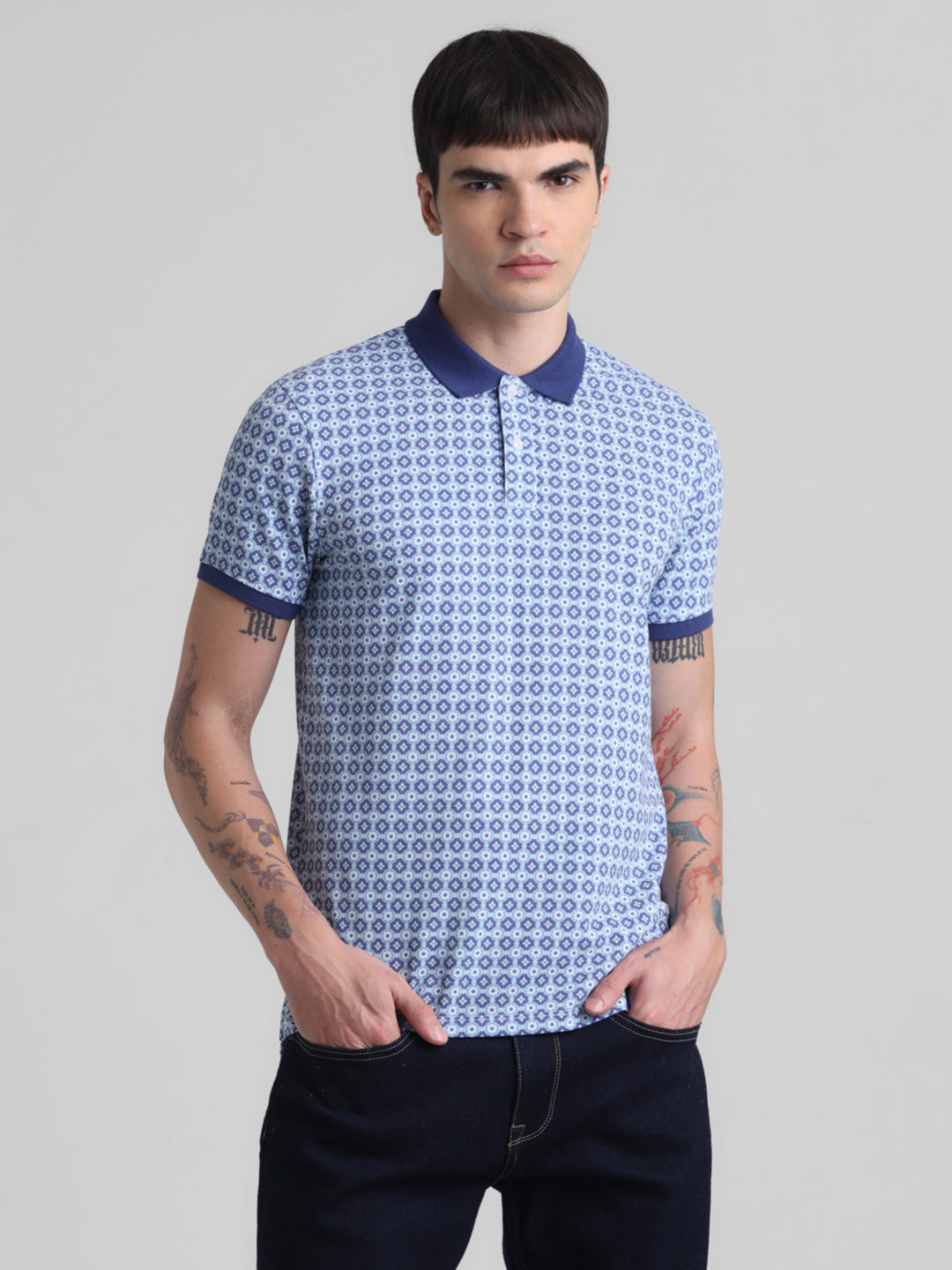 Blue Printed Polo