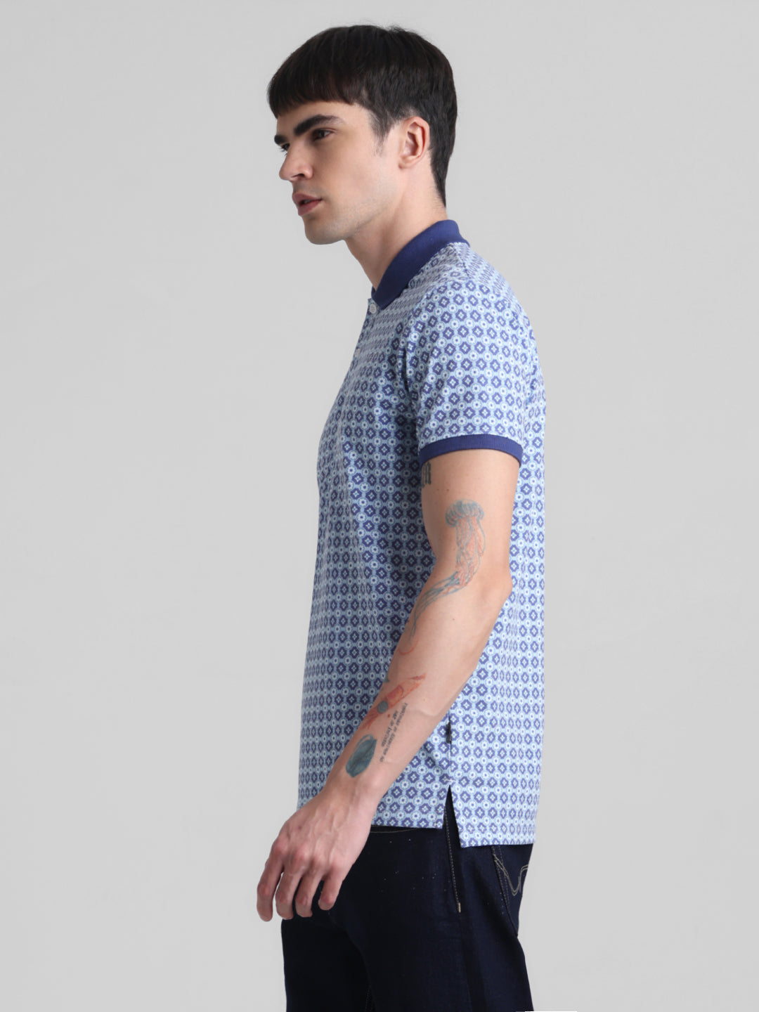 Blue Printed Polo