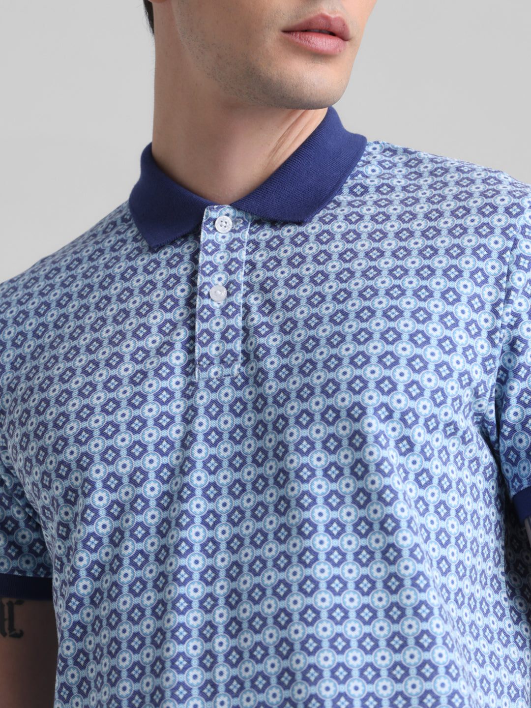 Blue Printed Polo