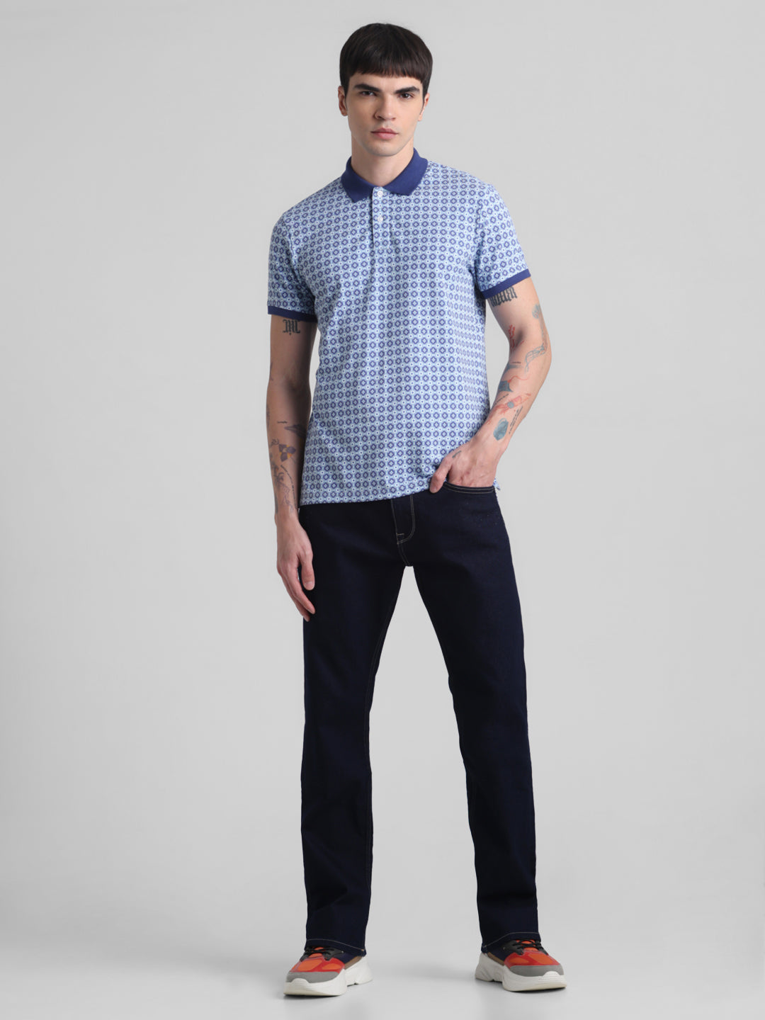Blue Printed Polo